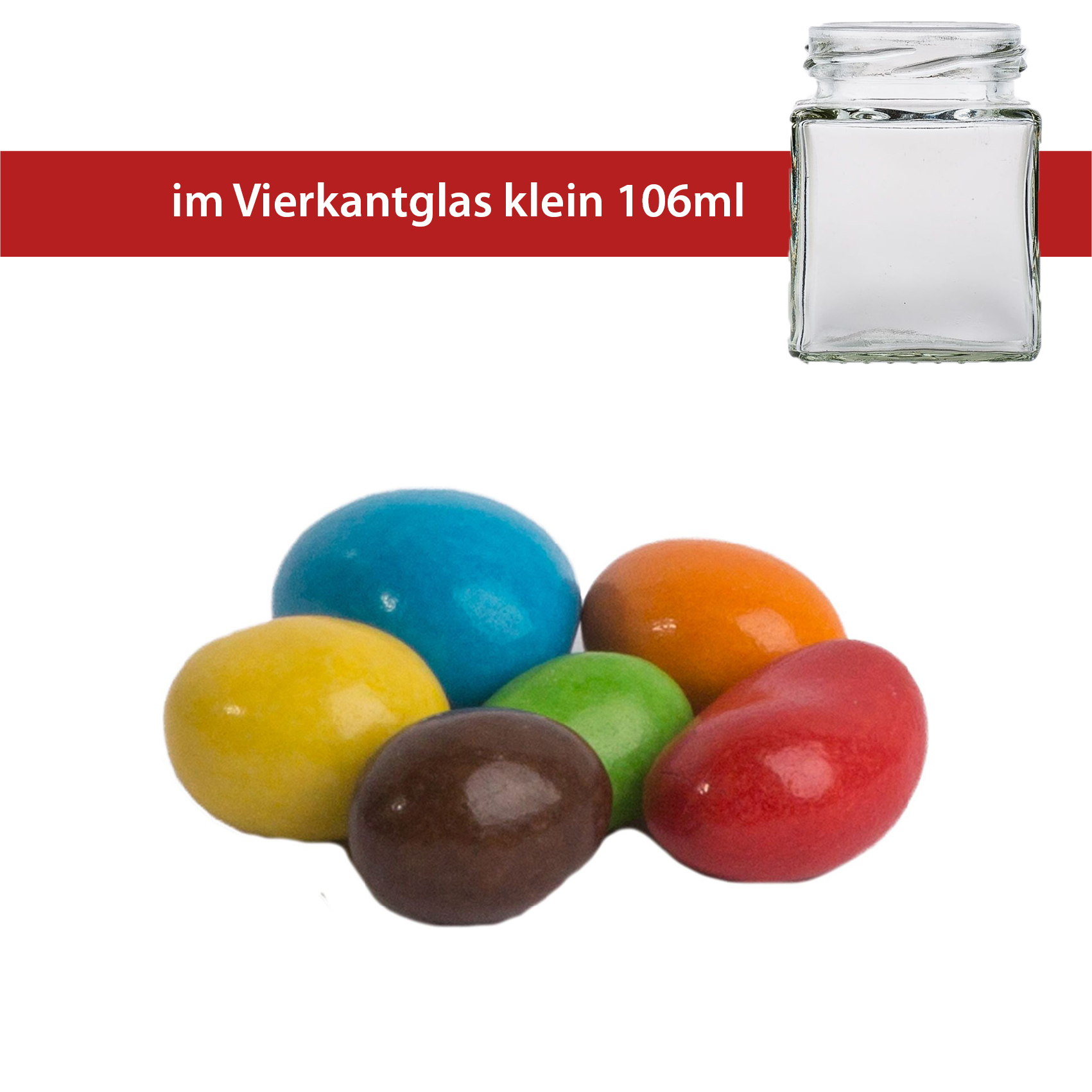 Schoko Kiddies im Vierkantglas klein 60g - 30 Stück pro Karton