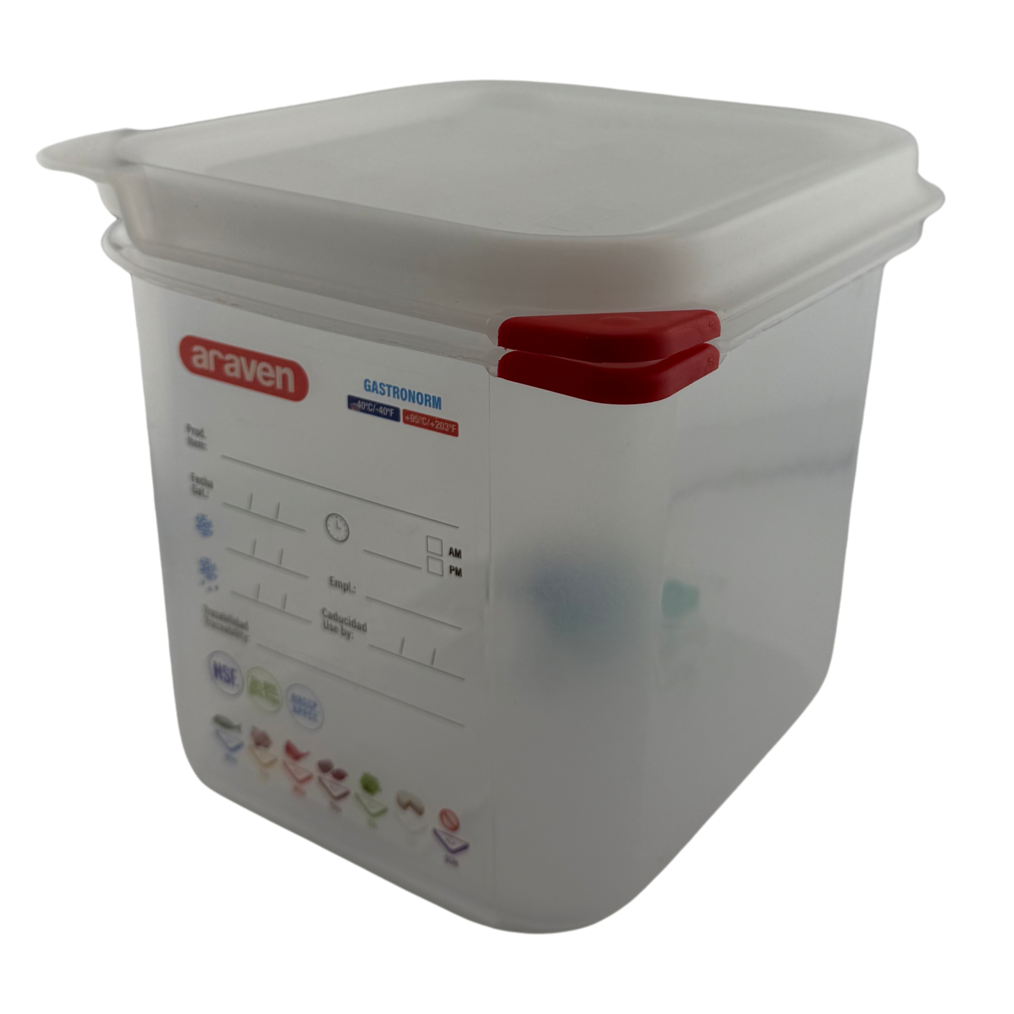 Kunststoff Behälter, PP, BPA frei GN 1/6-150, mit Deckel, 2,6 Liter + 80 bis - 40°C