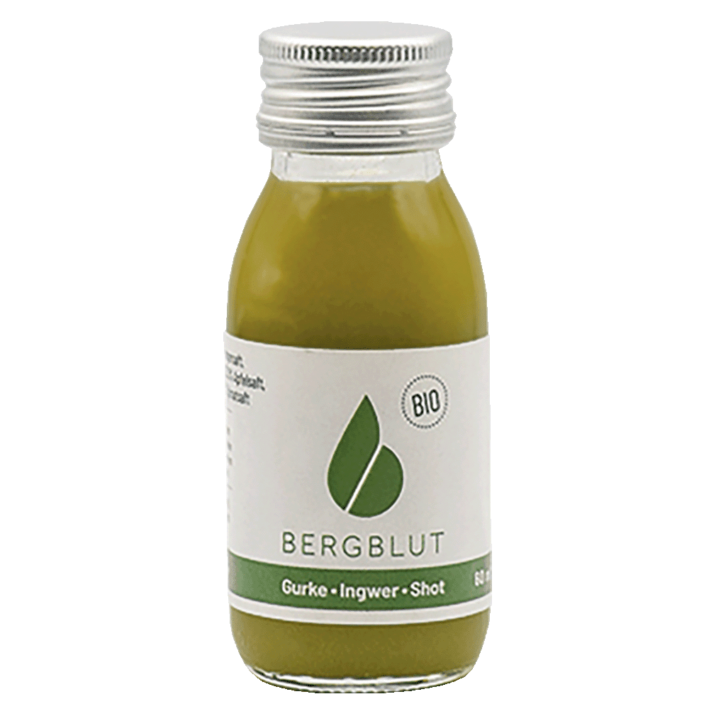 Shot Gurke-Ingwer 60ml
Mit Bio zertifizierten Säften
Bergblut
12 Stück im Karton Shot Gurke-Ingwer 60ml
Mit Bio zertifizierten Säften
Bergblut
12 Stück im Karton