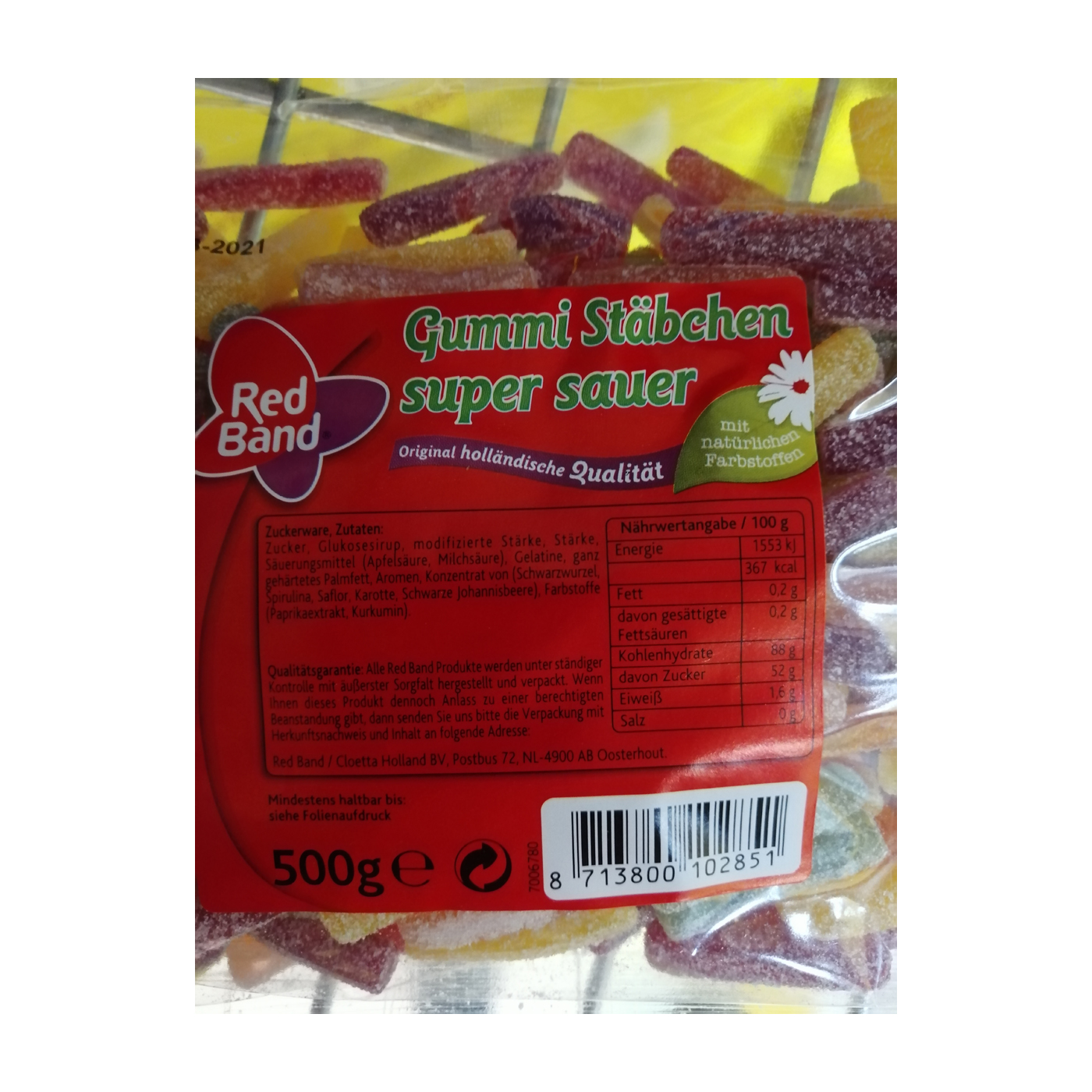 Red Band Saure Stäbchen im 500 g Beutel