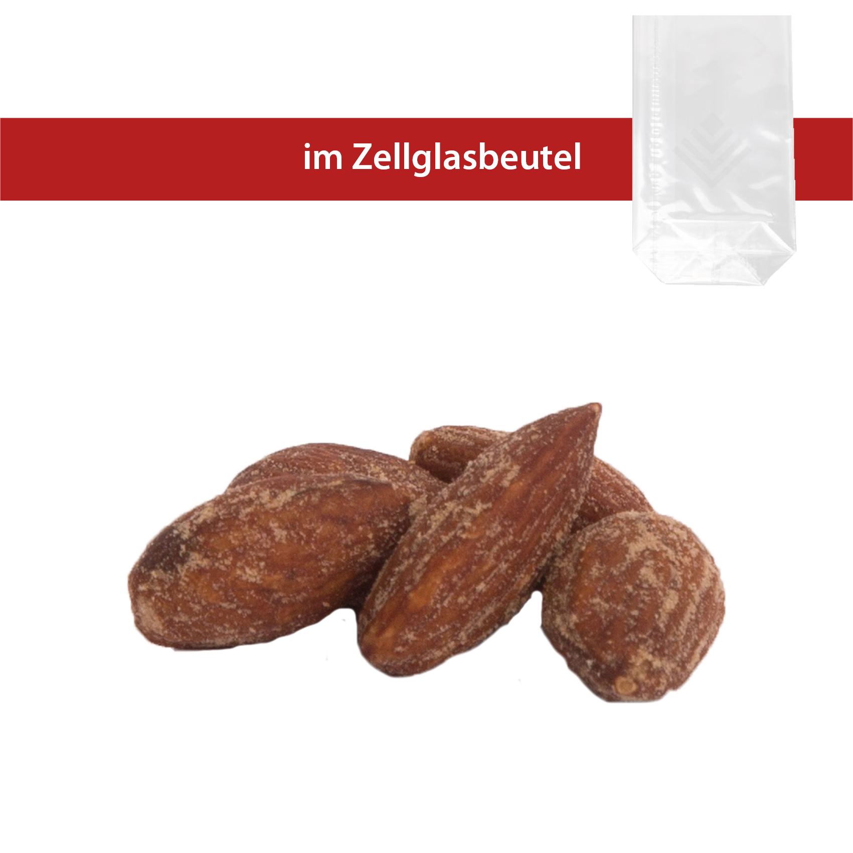 Rauchmandeln mit viel Rauchsalz, 80g
Zellglasbeutel mit Holzklammer
25 Beutel pro Karton