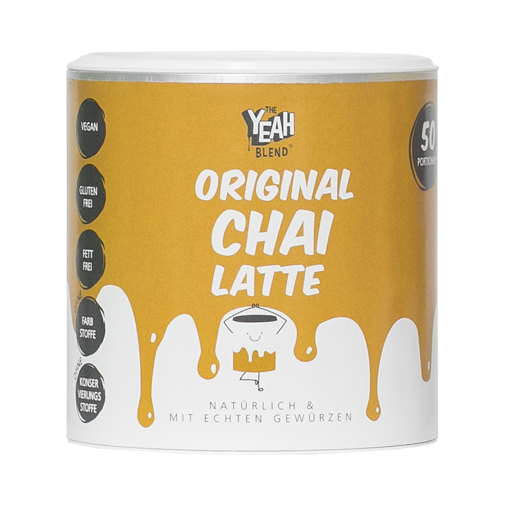The Yeah Blend Original Chai Latte 250 g Dose ca. 50 Portionen mit echten Gewürzen aus Indien und Matcha-Grüntee