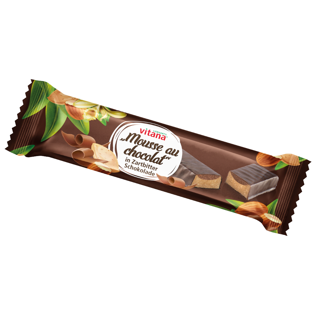 Liebharts Mousse au chocolat-Riegel in Zartbitter-Schokolade 40g - 24 Stück pro Karton