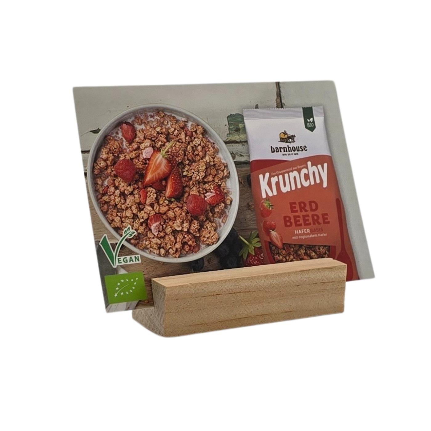 Barnhouse Krunchy Erdbeere Sortenkarte
Buffetbeschilderung mit Zutatenliste/Allergenhinweis
BxH ca. 105 x 80 mm