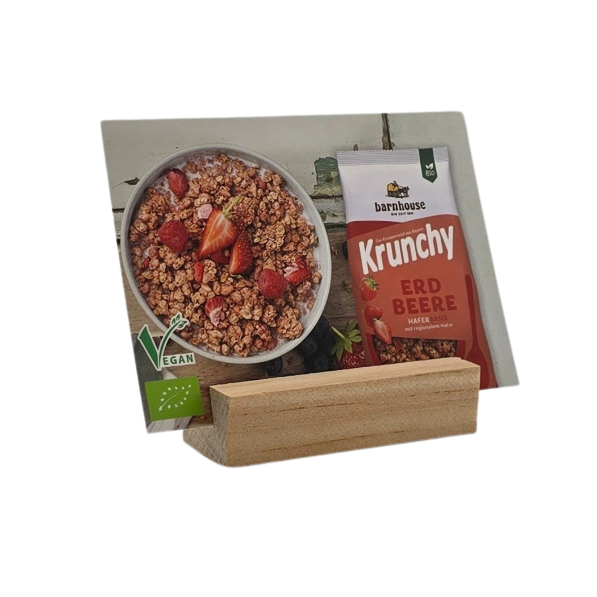 Barnhouse Krunchy Erdbeere Sortenkarte
Buffetbeschilderung mit Zutatenliste/Allergenhinweis
BxH ca. 105 x 80 mm