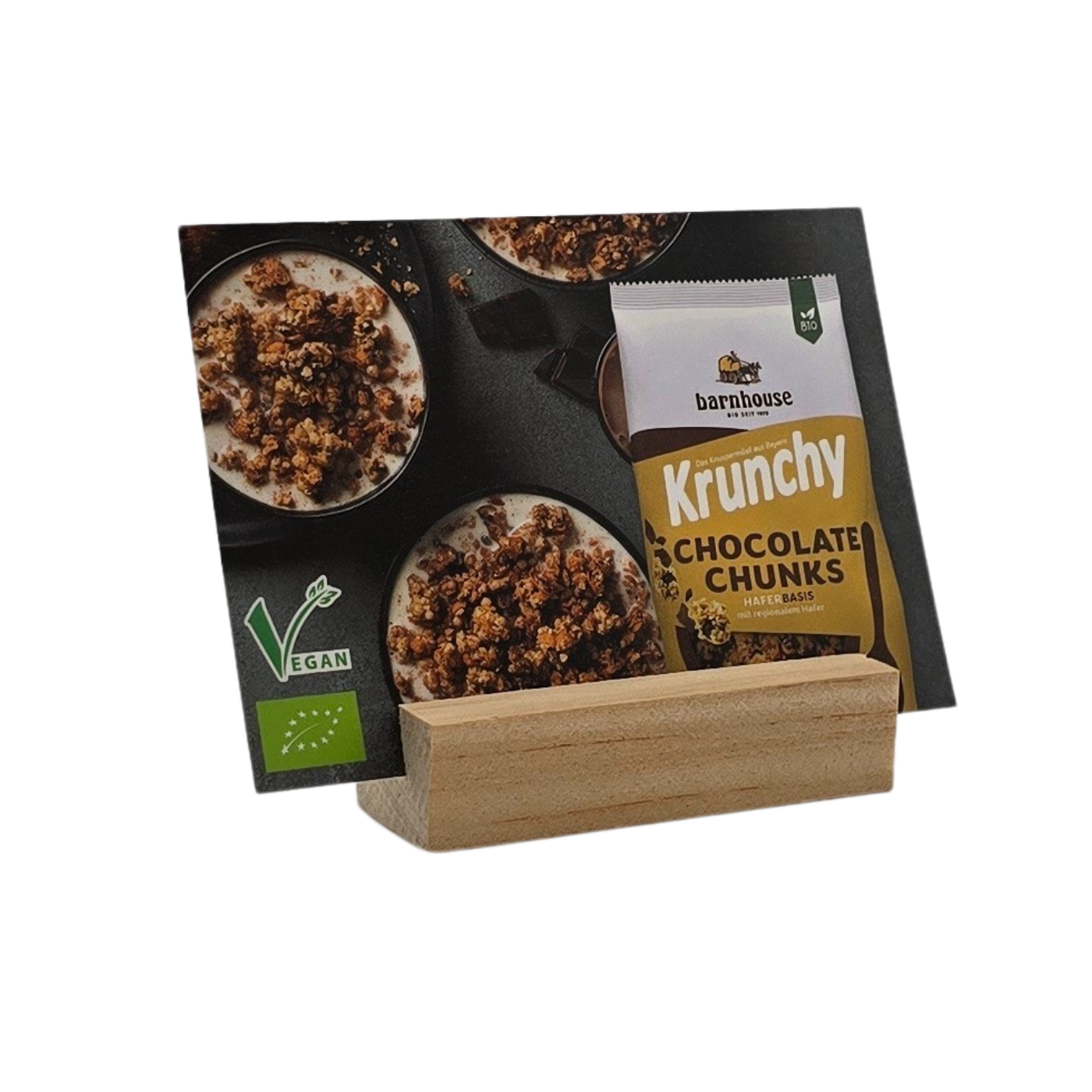 Barnhouse Krunchy Chocolate Chunks Sortenkarte
Buffetbeschilderung mit Zutatenliste/Allergenhinweis
BxH ca. 105 x 80 mm