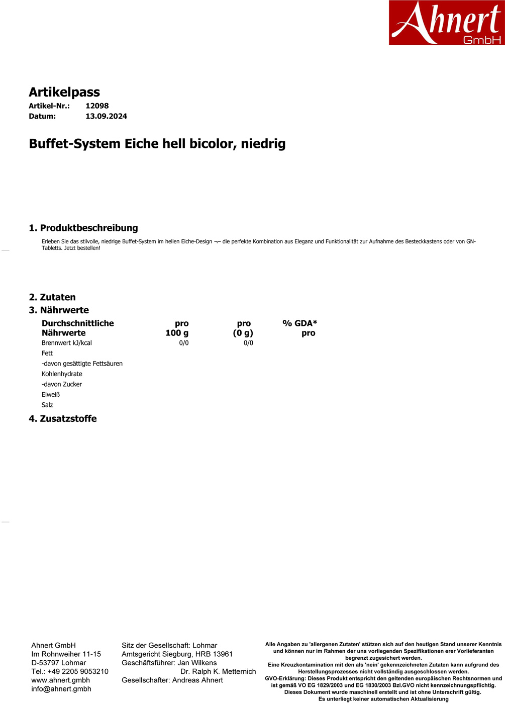 Buffet-System Eiche hell bicolor, niedrig