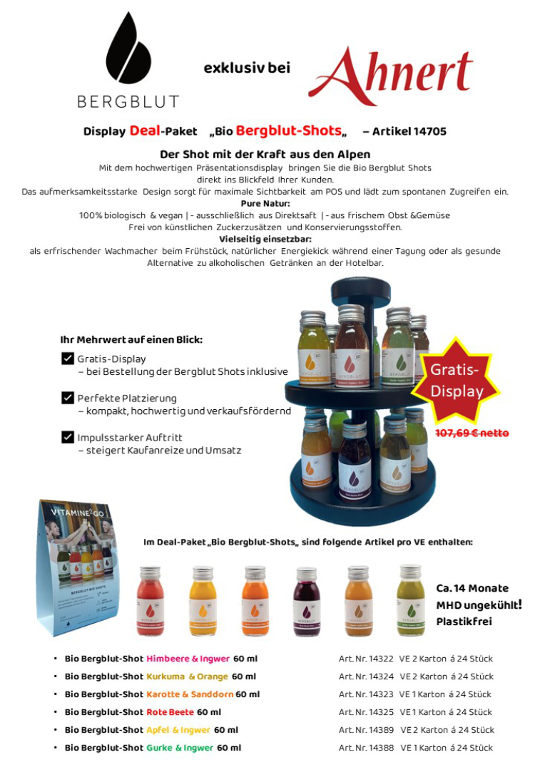 Display Starter-Paket  'Bio Bergblut-Shots'
