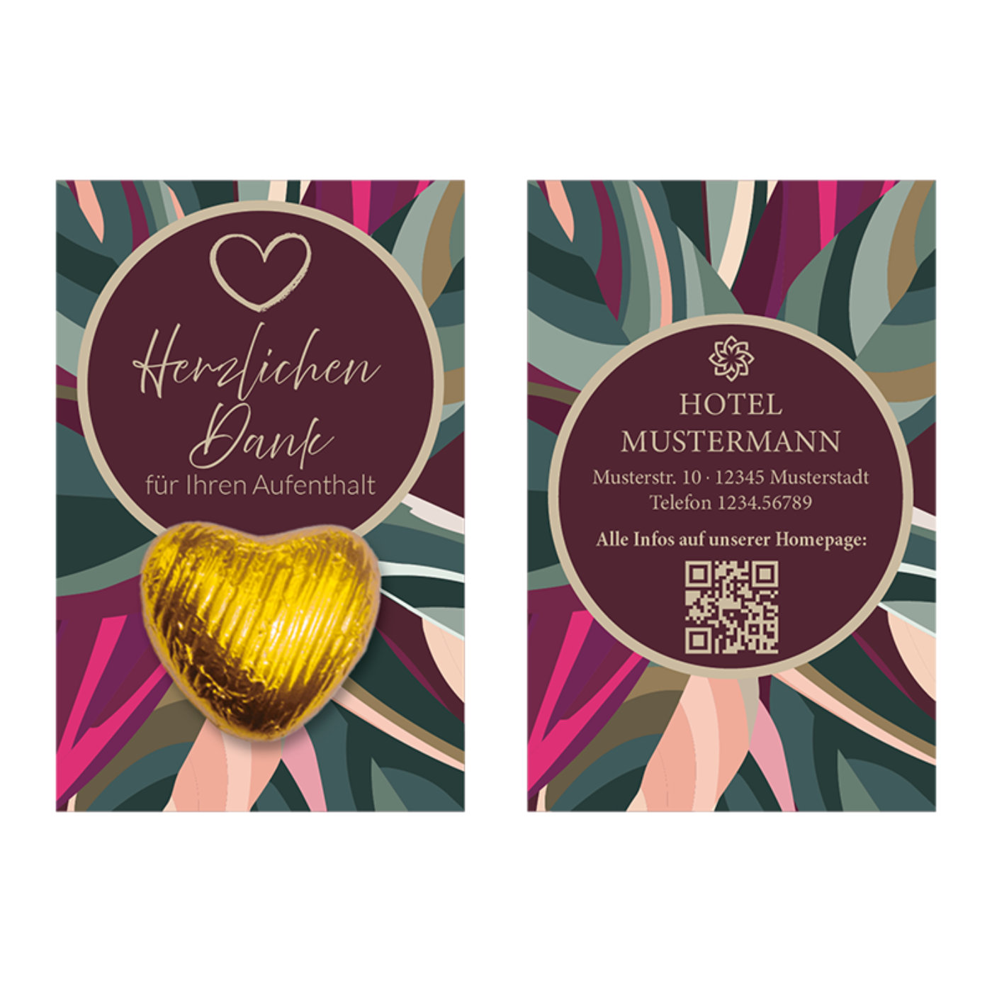 Snackcards Classic - goldenes Schokoherz (85x55mm) - Feines Schokoherz in goldener Folie – elegant verpackt und köstlich im Geschmack.