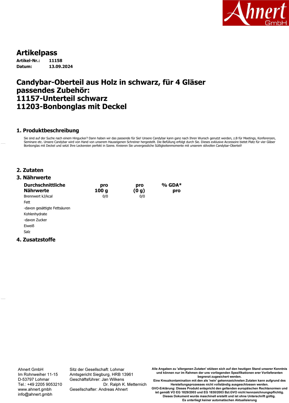 Candybar-Oberteil aus Holz in schwarz, für 4 Gläser
passendes Zubehör:
11157-Unterteil schwarz
11203-Bonbonglas mit Deckel