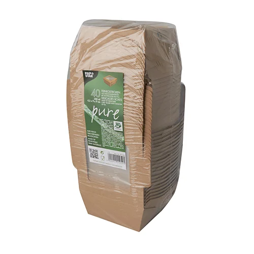 Feinkostboxen, Pappe mit Sichtfenster aus PLA 'pure' eckig 350 ml 11x11 cm ( Boden 9x9 cm), 4,5 cm Höhe 40 Stück pro Pack