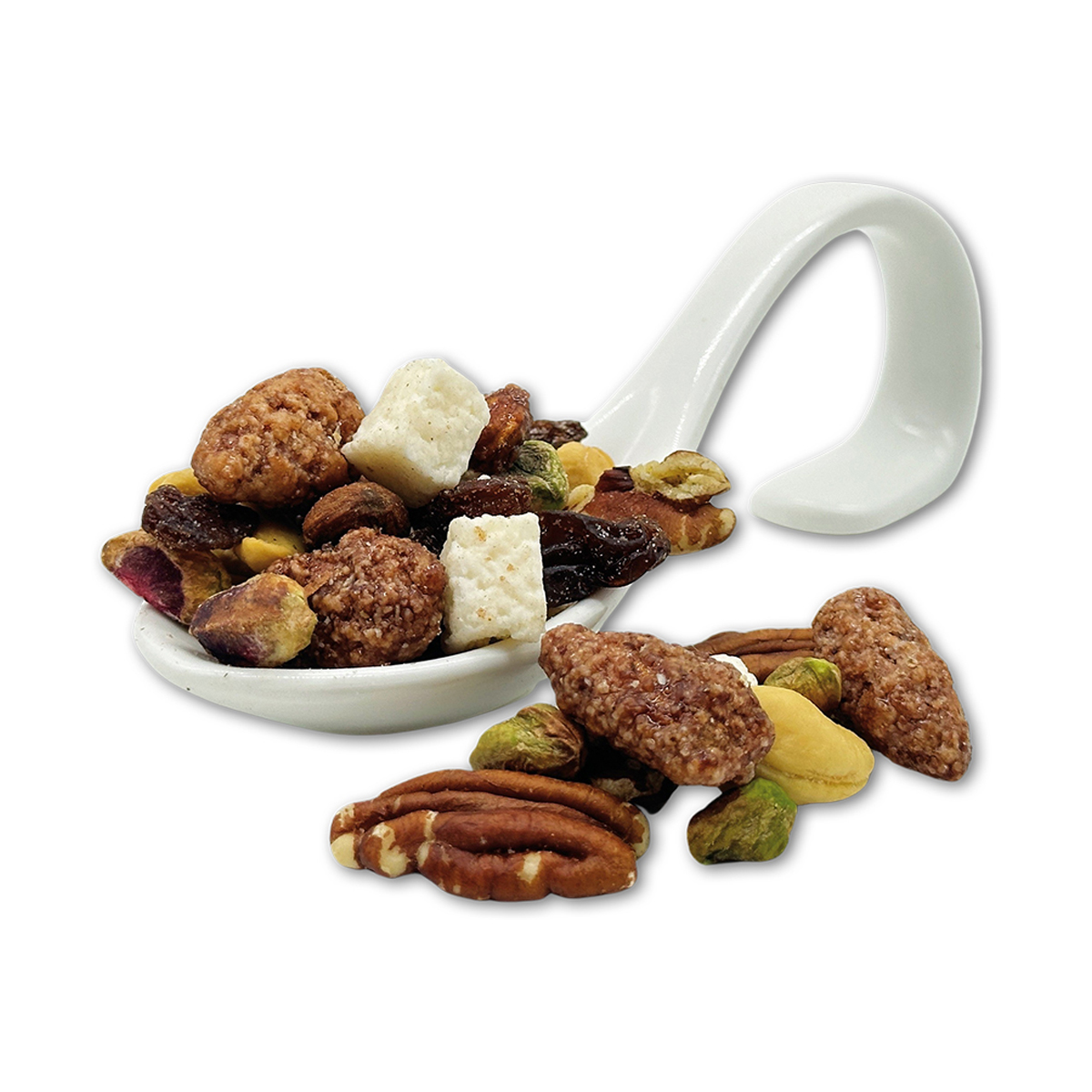 Ponchimix
Mandeln, Cashewkerne, Rosinen, Pekannüsse, Pistazien & Kokos-gewürzt
1kg im Beutel