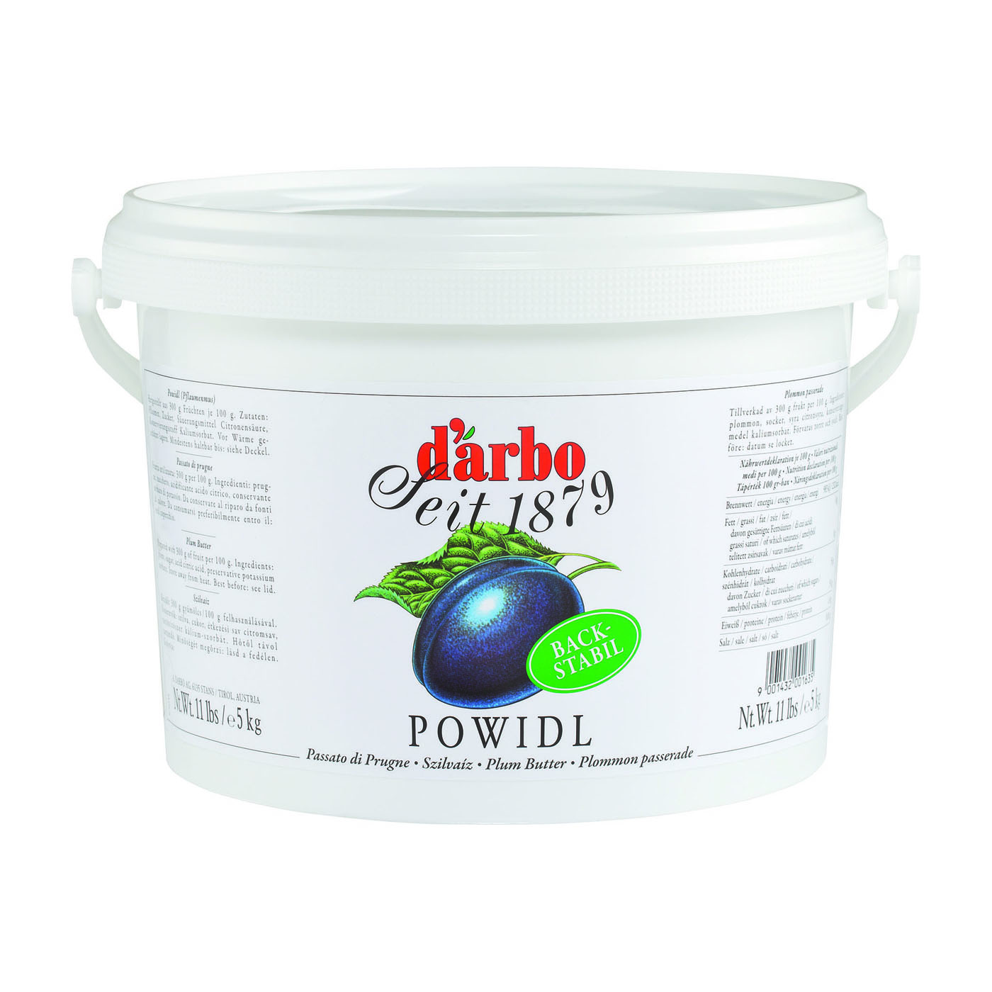 DARBO Powidl (Pflaumenmus) im 5,0 kg Eimer