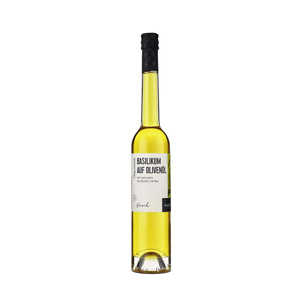 Basilikum auf Olivenöl 100ml Flasche Basilikum auf Olivenöl 100ml Flasche