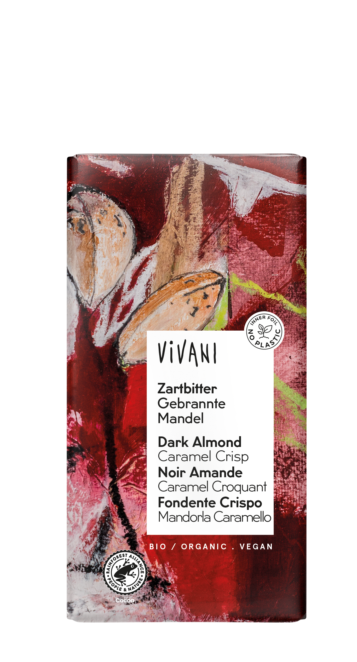 VIVANI Zartbitter Gebrannte Mandel Schokoladentafel 80g
BIO
10 Stück pro Karton