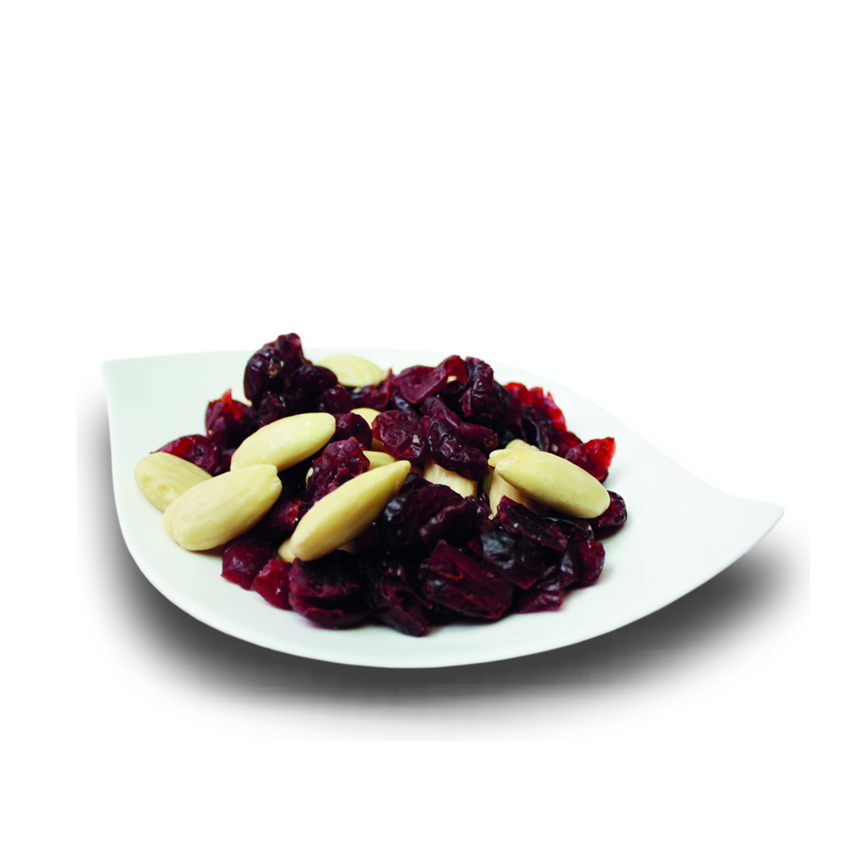 Cranberry Mandel Mischung 50g  Sechskant Glas 5,5 cm hoch - 6,5 cm Durchm.