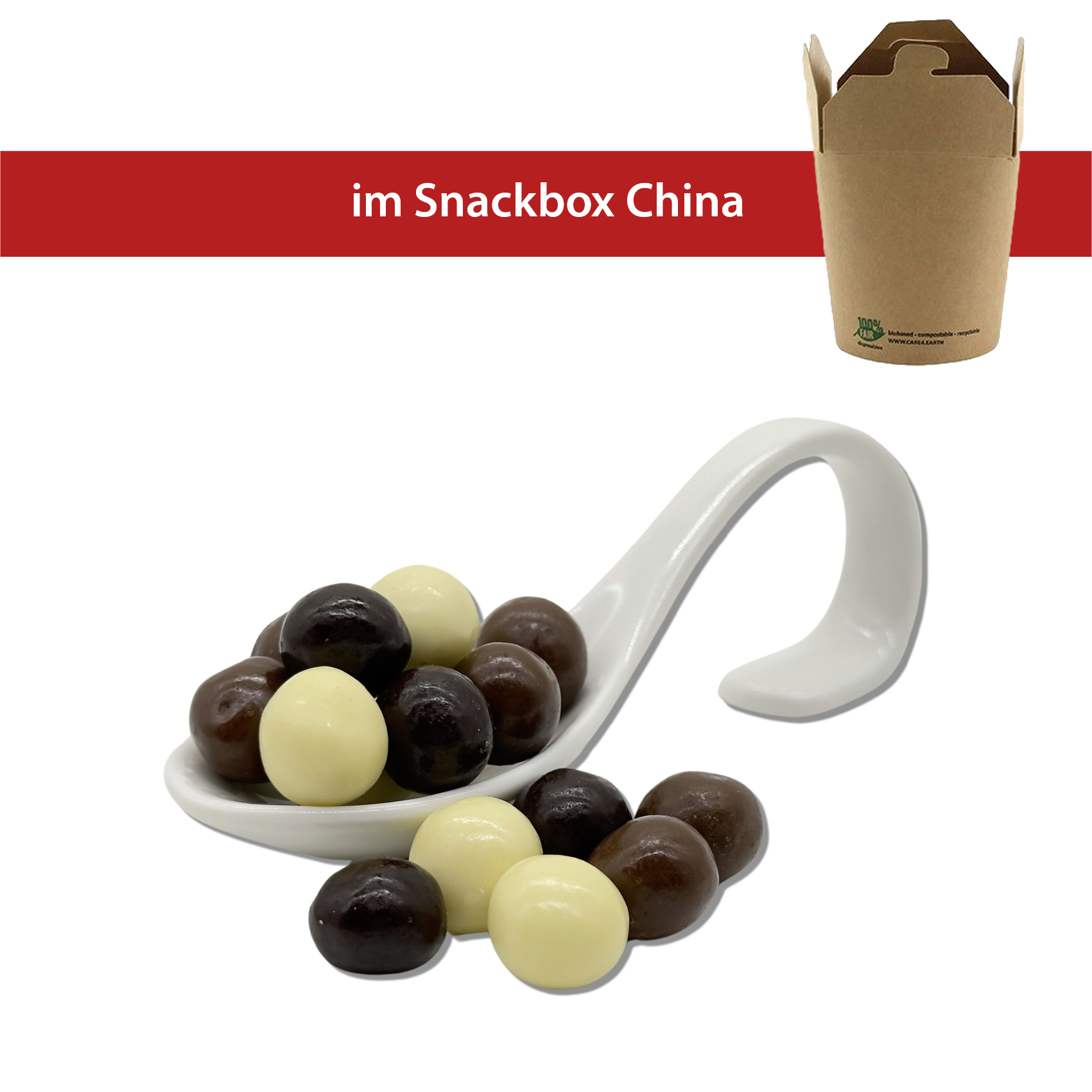 Schoko Crunch Balls 60g
Asia Snackbox 230ml, biologisch abbaubar
48 Stück pro Karton