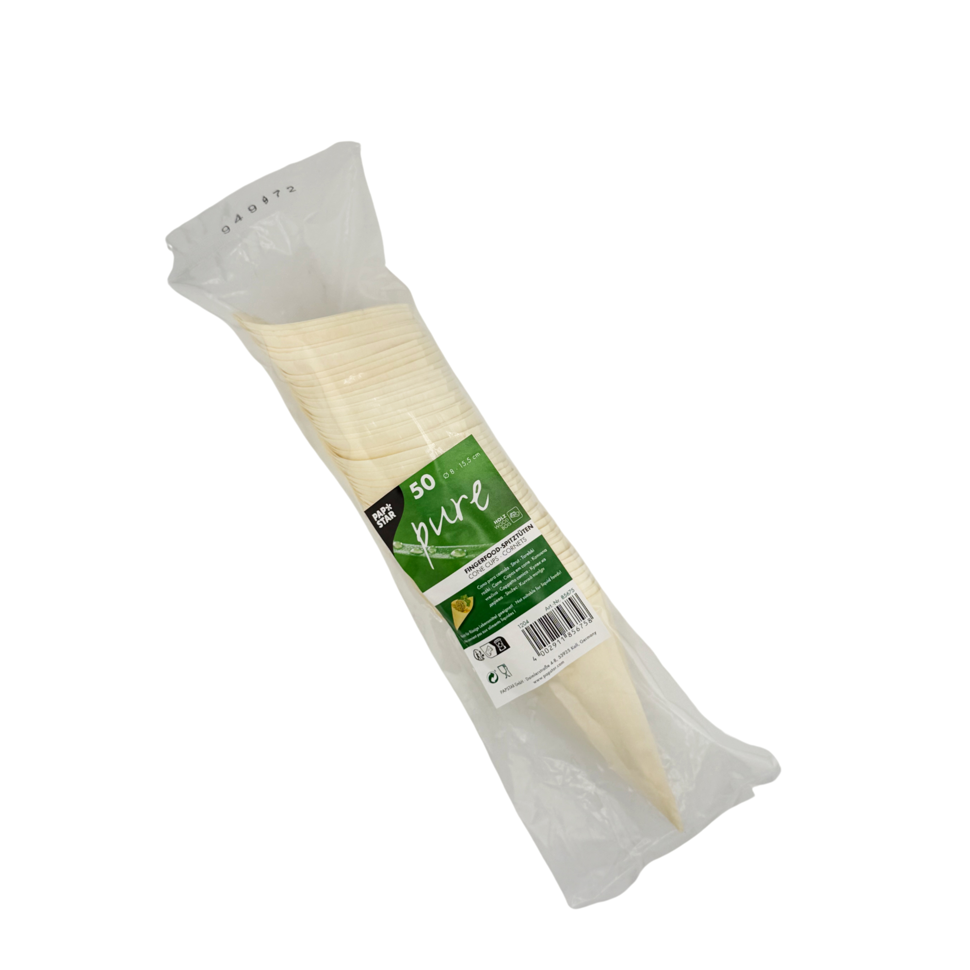 Spitztüten Holz ¨pure¨ D-8 cm - 15,5 cm - 50 Stück pro Einheit