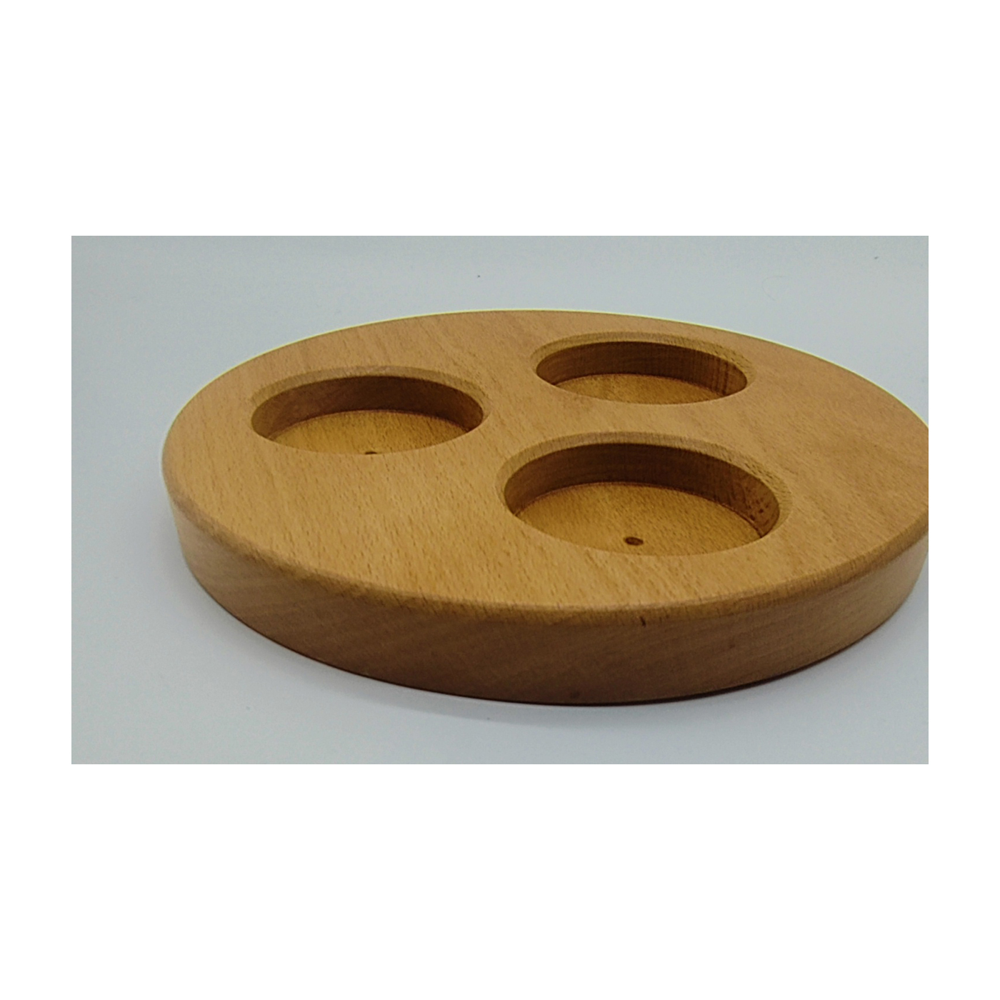Holztableau für drei Glas Karaffen rund Natur Carafon 25 cl oder 12,5 cl