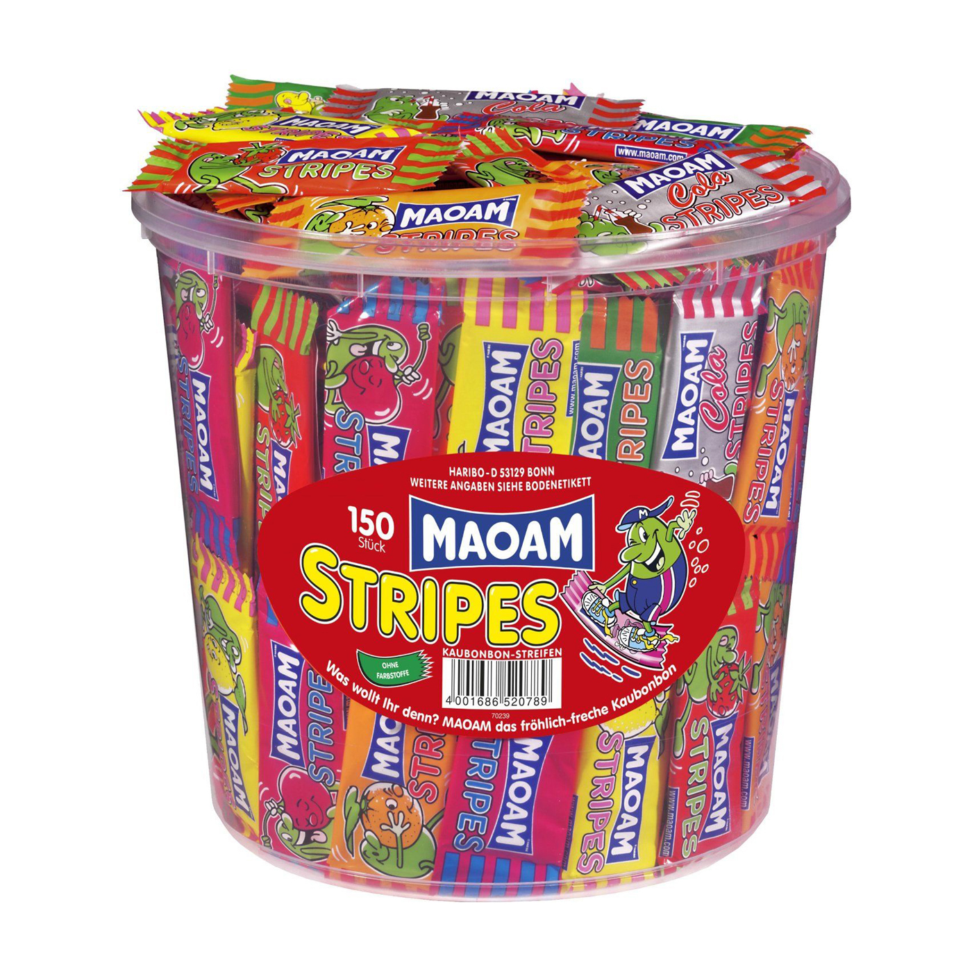 MAOAM Stripes einzeln verpackt
100 Stück pro Dose