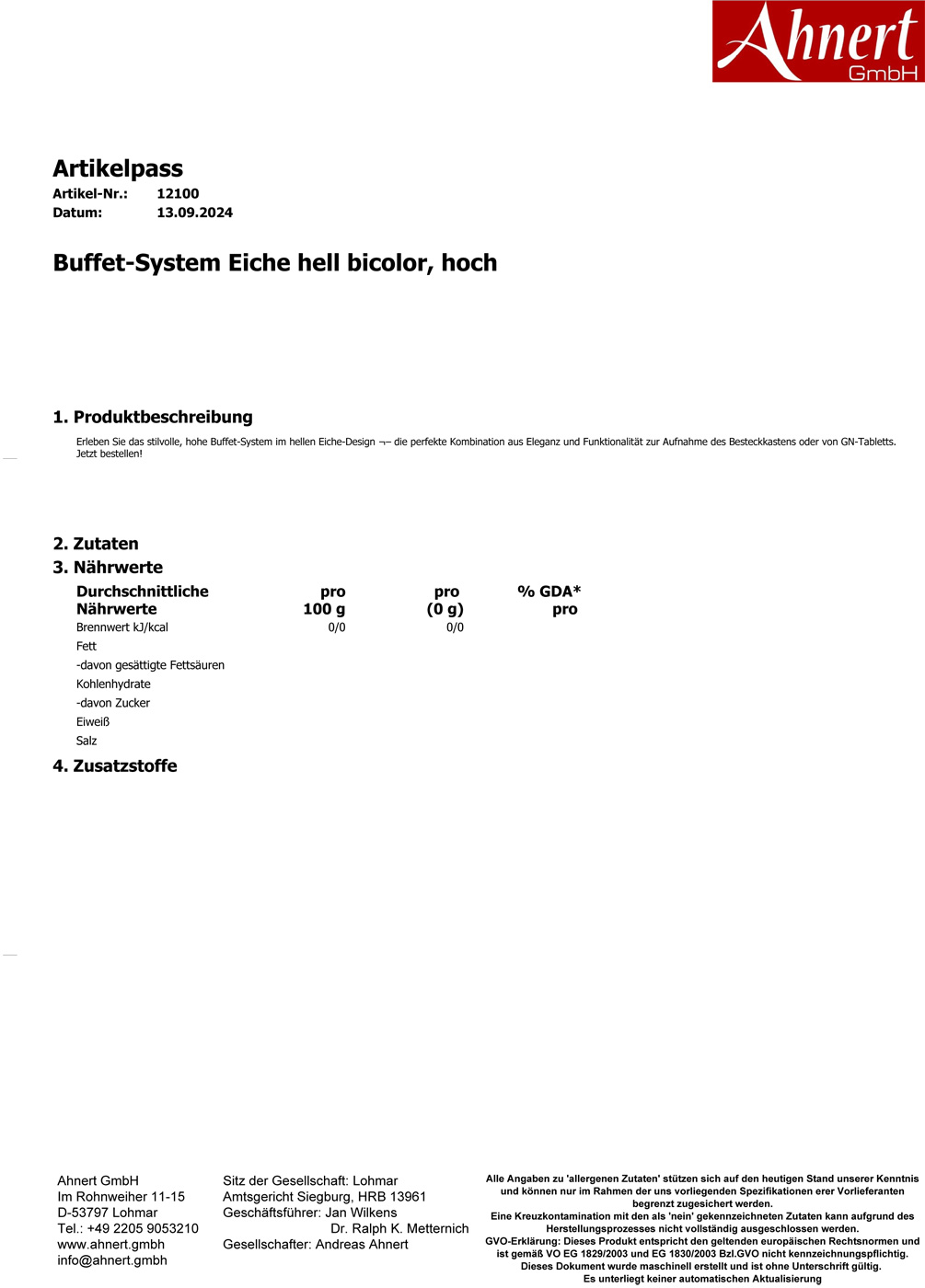 Buffet-System Eiche hell bicolor, hoch