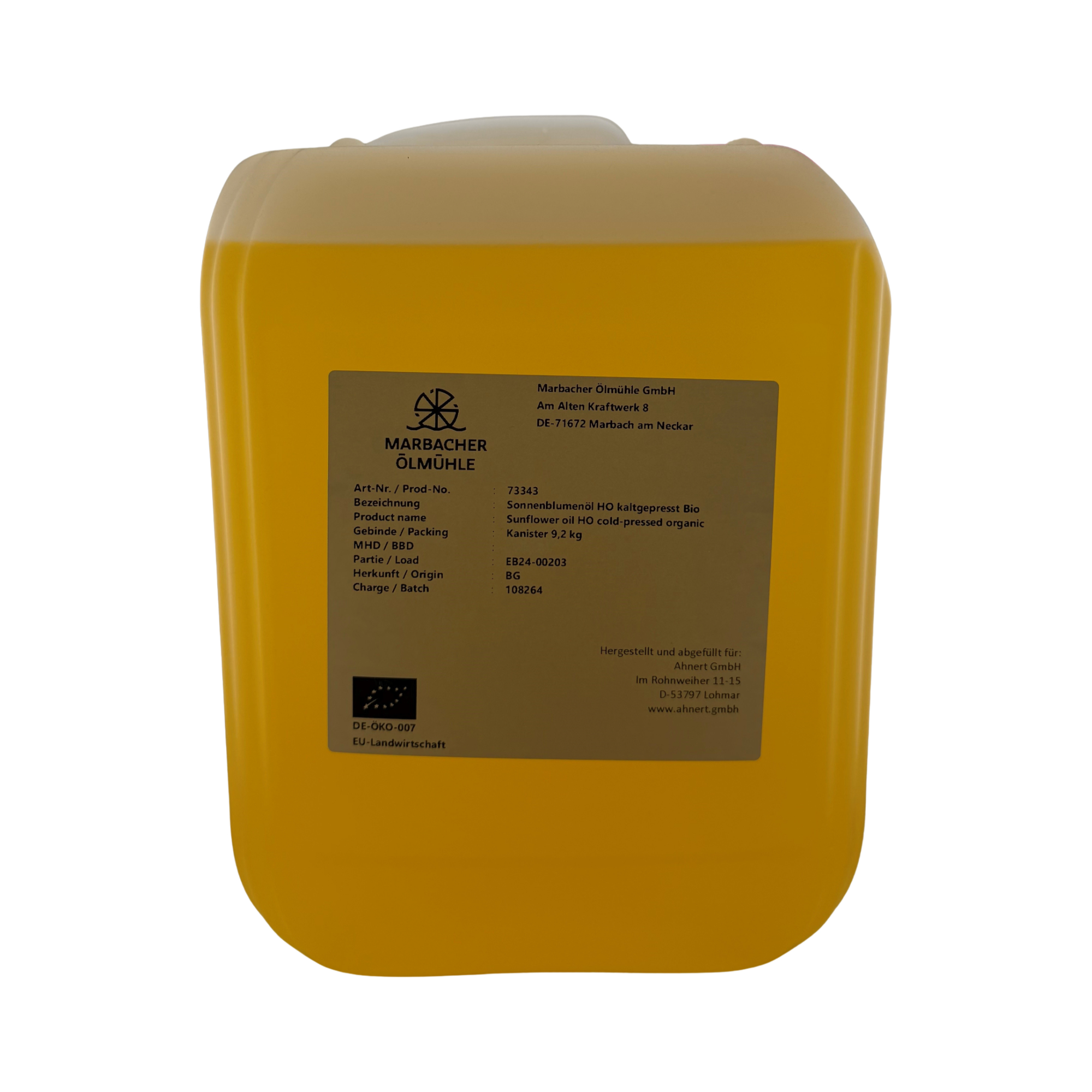 Sonnenblumenöl BIO nativ, filtriert im 10 Liter (9,2kg) Kanister