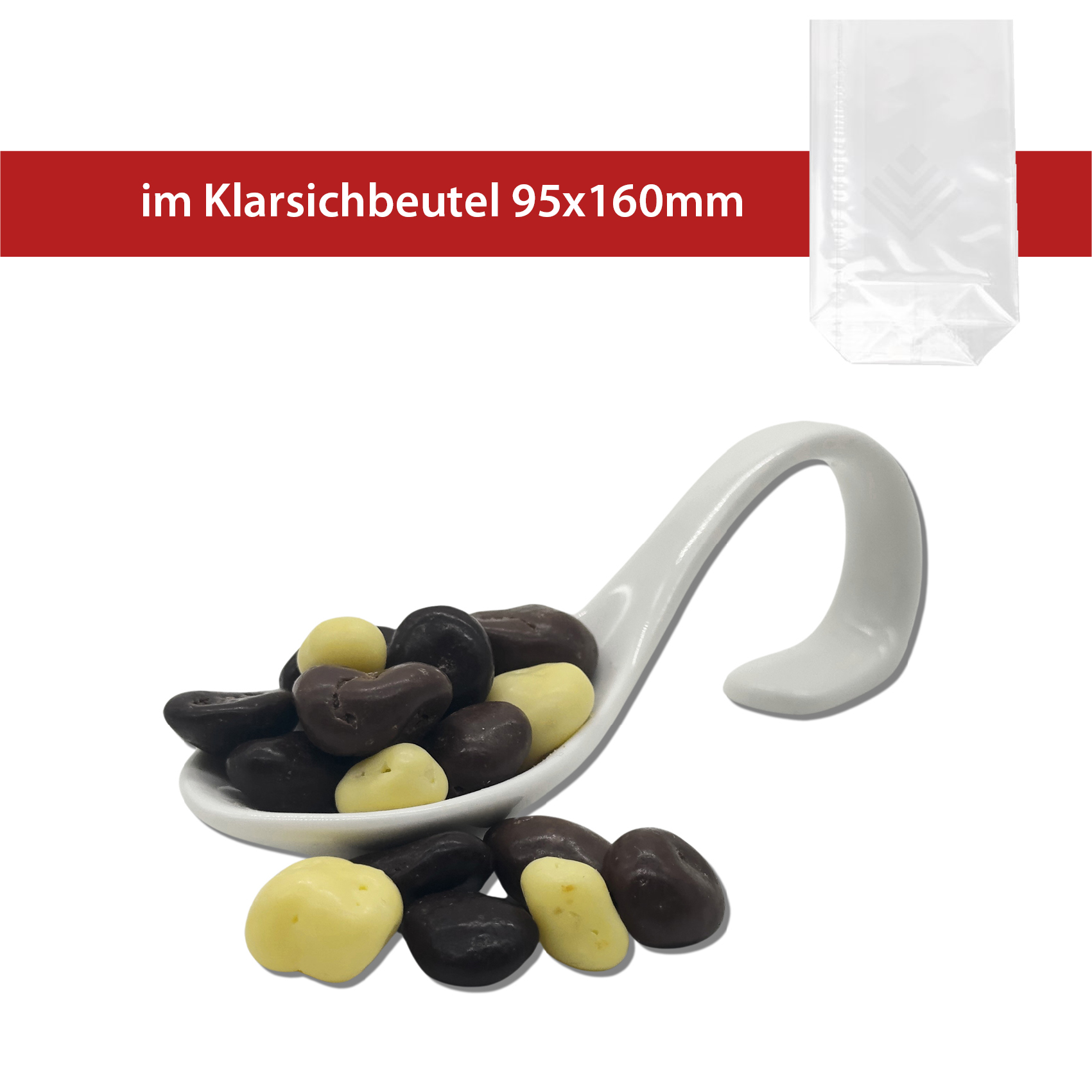 Schokolierte Früchte Mischung 75g
Klarsichtbeutel
25 Stück pro Karton