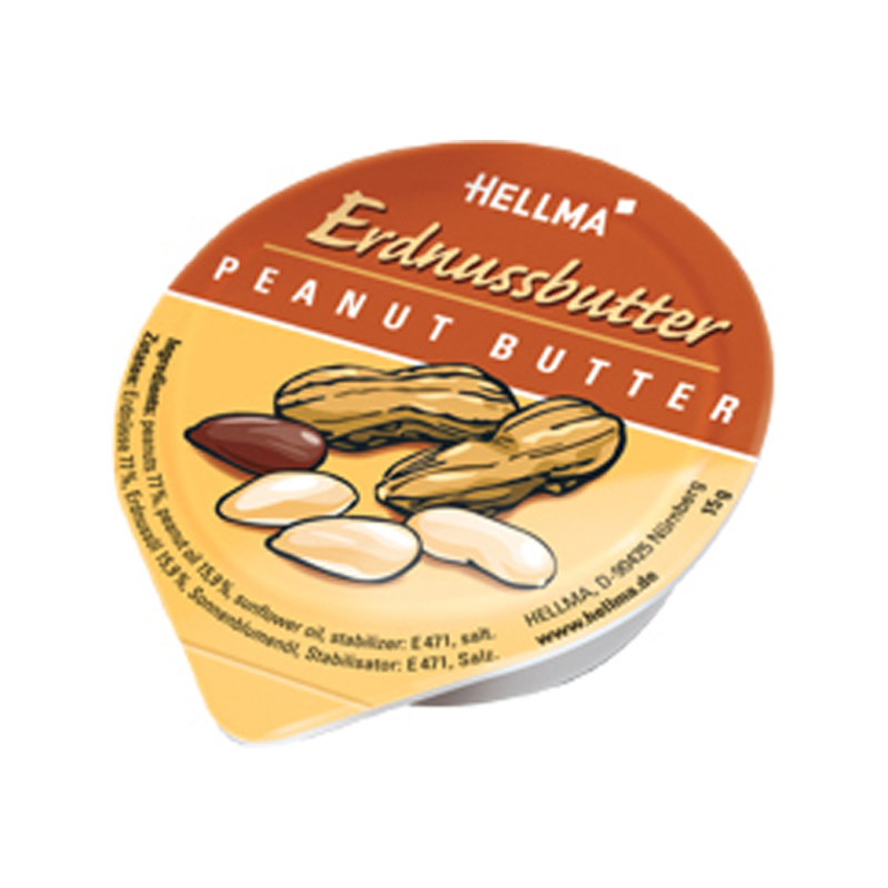 Erdnussbutter *Hellma* á 15 g einzeln verpackt 
80 Portionen pro Karton
 *nur auf Vorbestellung*