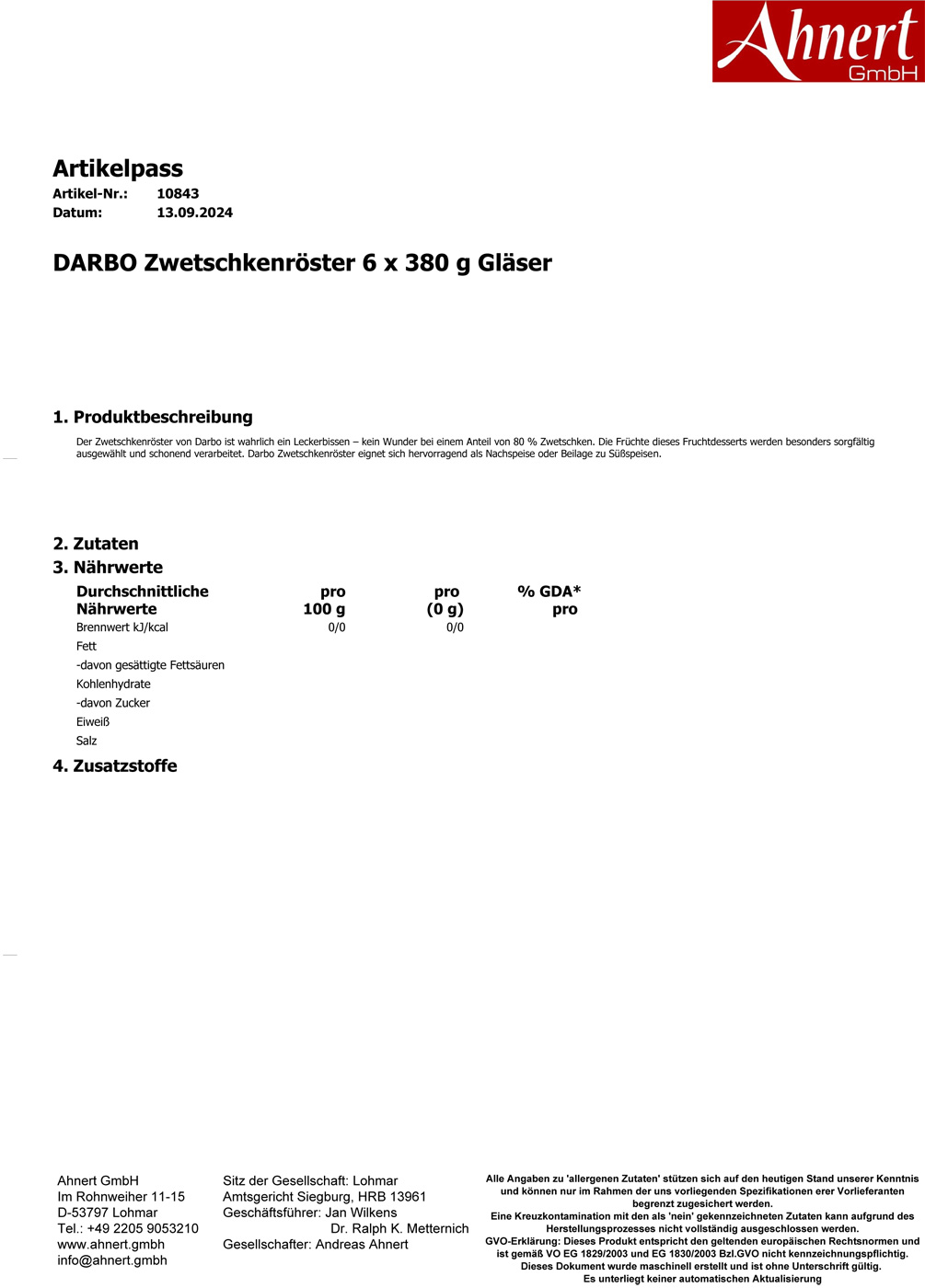 DARBO Zwetschkenröster 6 x 380 g Gläser