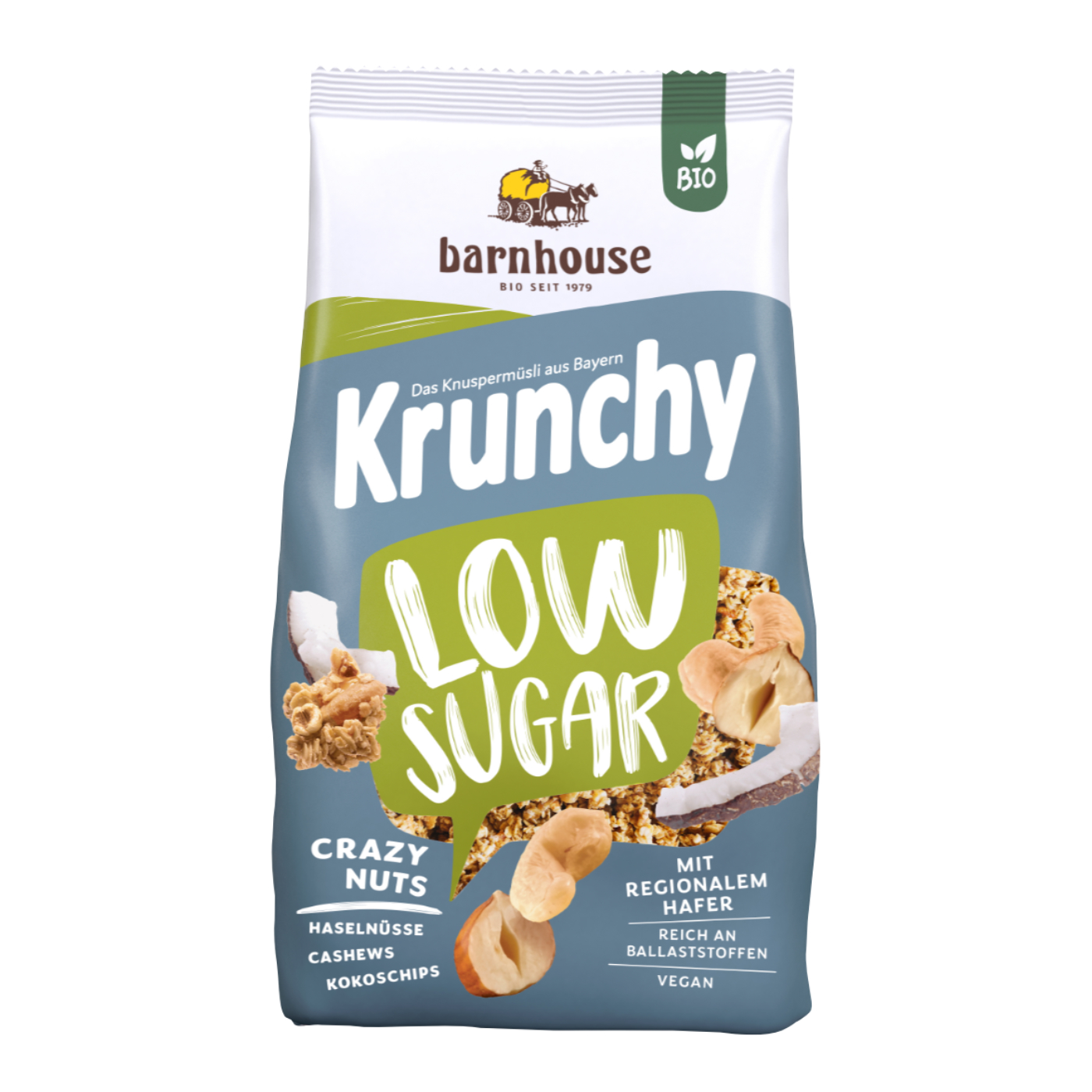 BIO Barnhouse Krunchy Low Sugar Crazy Nuts
1,25 kg Beutel BIO Barnhouse Krunchy Low Sugar Crazy Nuts
1,25 kg Beutel