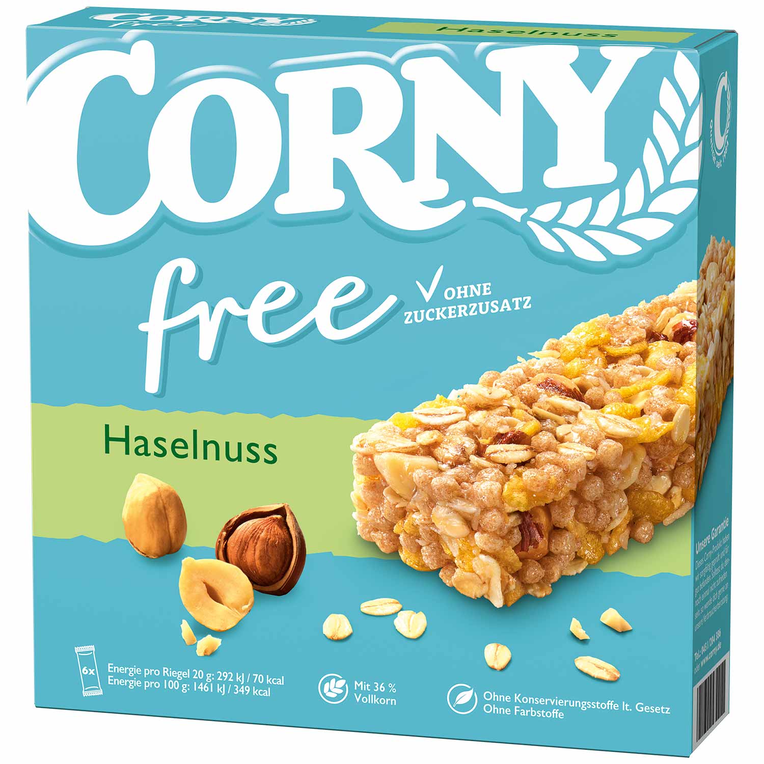 Corny Nuss Riegel Zuckerfrei 6 x 25 g pro Pack (=150 g) 10 Pack pro Karton