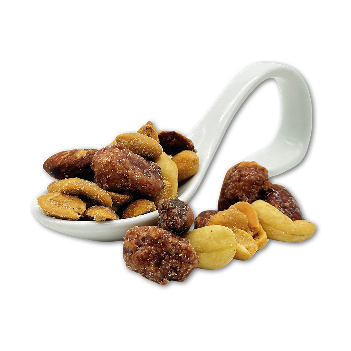 Salty, Sweet & Smoke Selction Mix Erdnüsse gesalzen, Cashewkerne gesalzen, gebrannte Mandeln und Rauchmandeln 2,5 kg