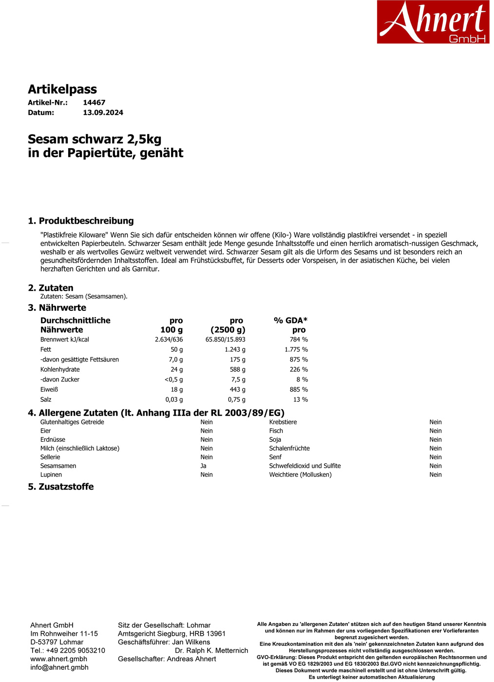 Sesam schwarz 2,5kg
in der Papiertüte, genäht