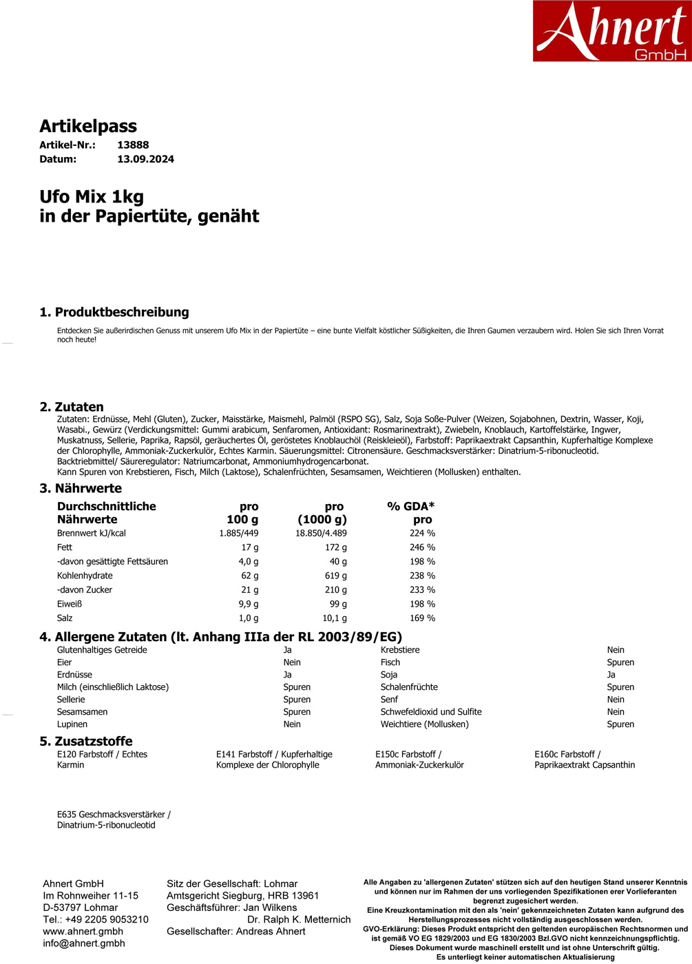 Ufo Mix 1kg
in der Papiertüte, genäht