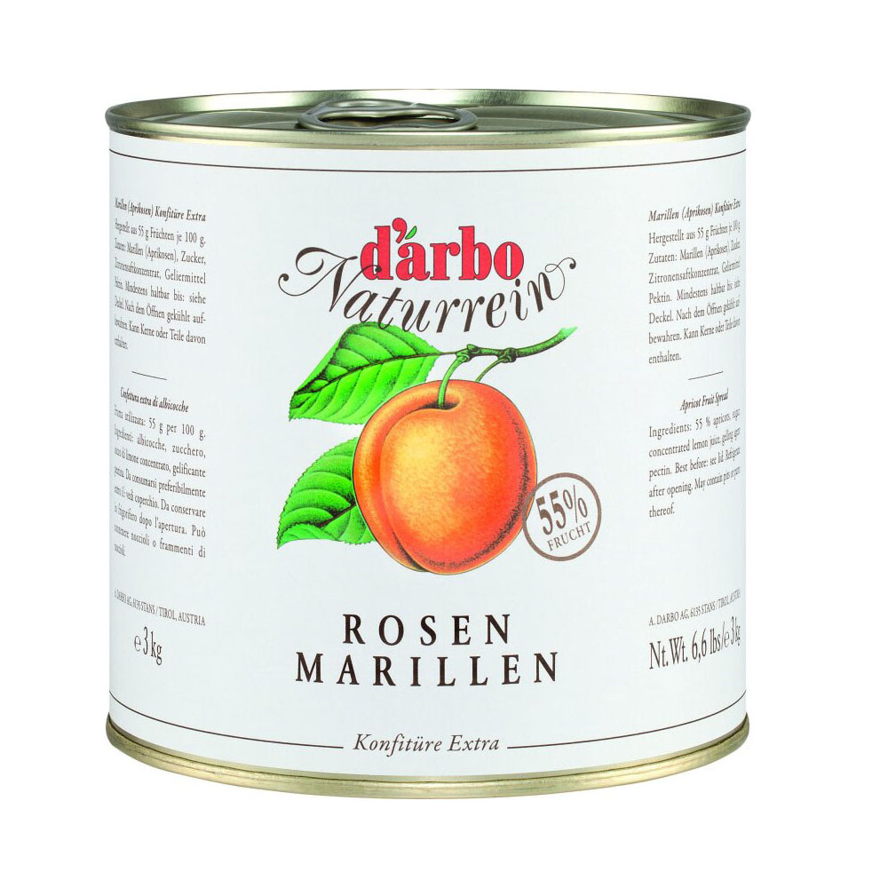 DARBO Marillen Konfitüre Naturrein 
55% Frucht ohne Konservierungsstoffe
3kg Dose