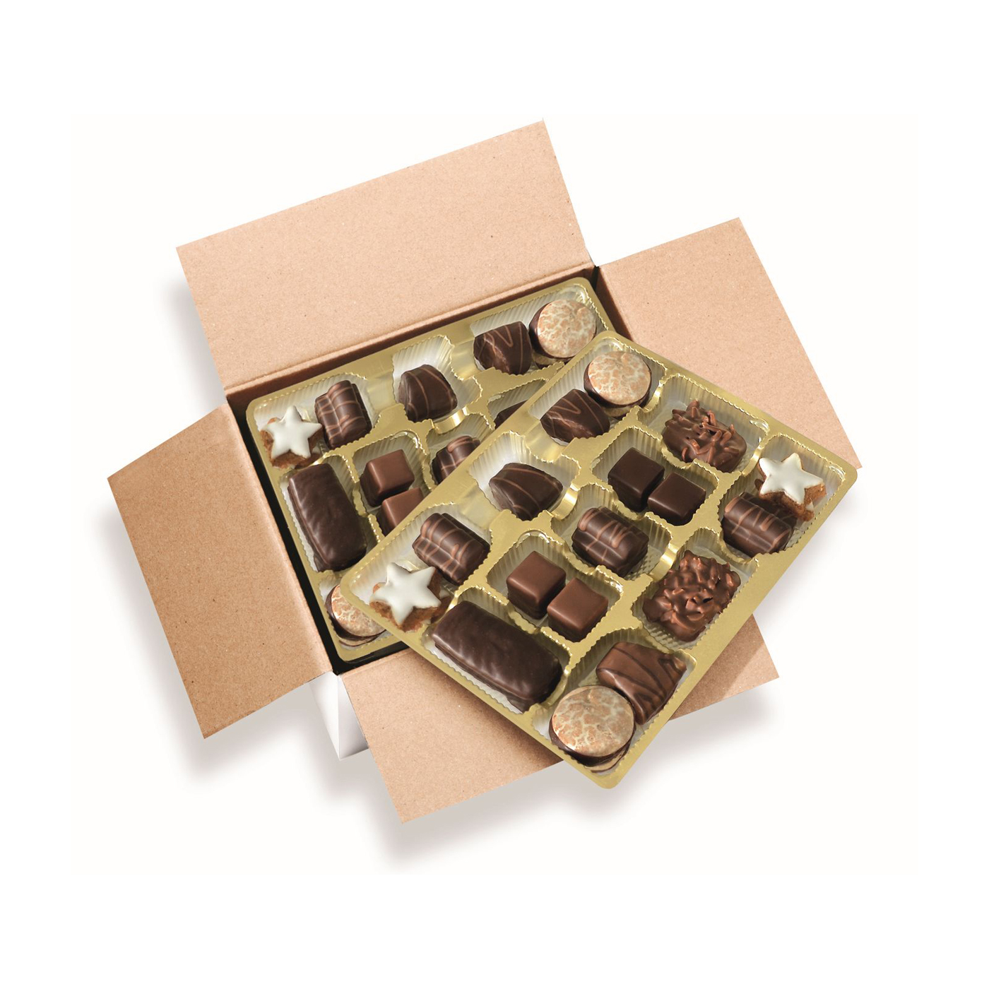 Weihnachts-Gebäckmischung ¨Unsere Festlichen¨ 
6x250 g Viereck-Schale 1,5 kg pro Karton