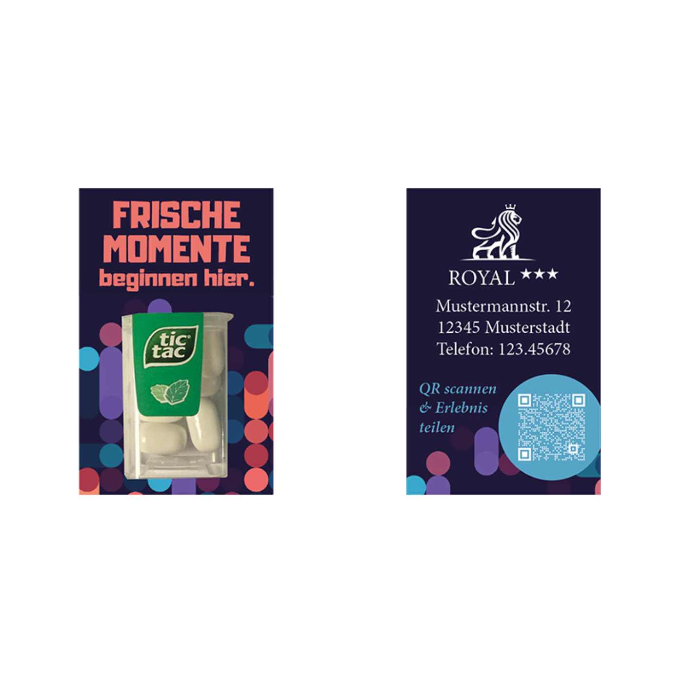 Snackcards Mini - TicTac (60x38mm) - Erfrischende Dragees mit intensivem Geschmack – klein, handlich und perfekt für unterwegs.