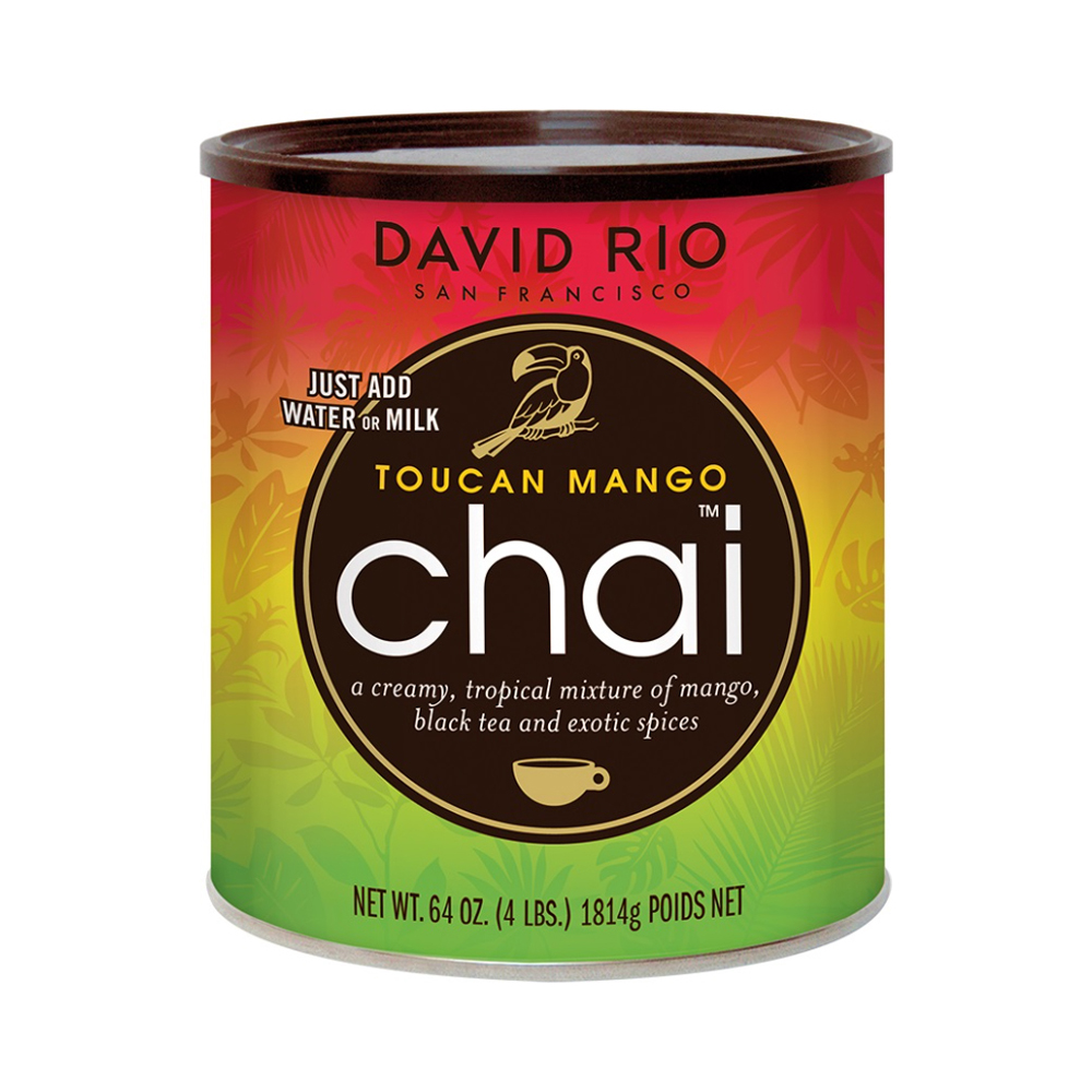Mango Toucan Chai, indischer Gewürztee 18-24 g Chai-Pulver in 100-150 ml Milch auflösen 1814 g Dose