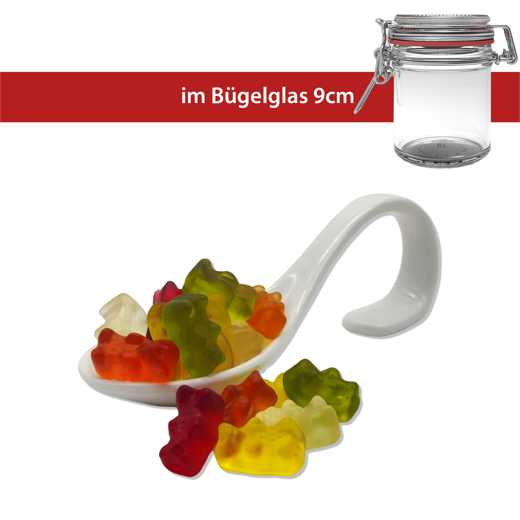 Haribo Bärchen
im100g Bügelglas 9 cm Design-Bügelglas
16 Stück pro Karton