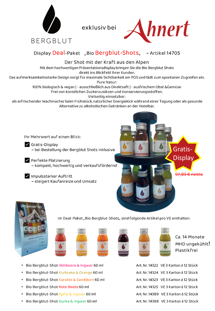 Display Starter-Paket  'Bio Bergblut-Shots'