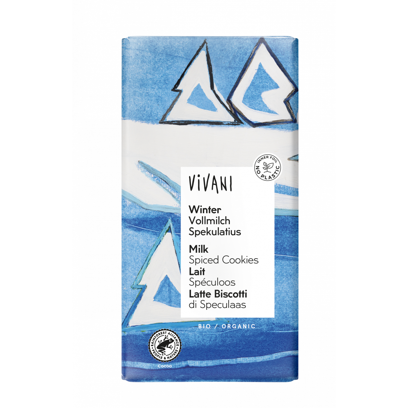 VIVANI Winter Vollmilch Spekulatius Schokoladentafel 100 g BIO 10 Stück pro Karton