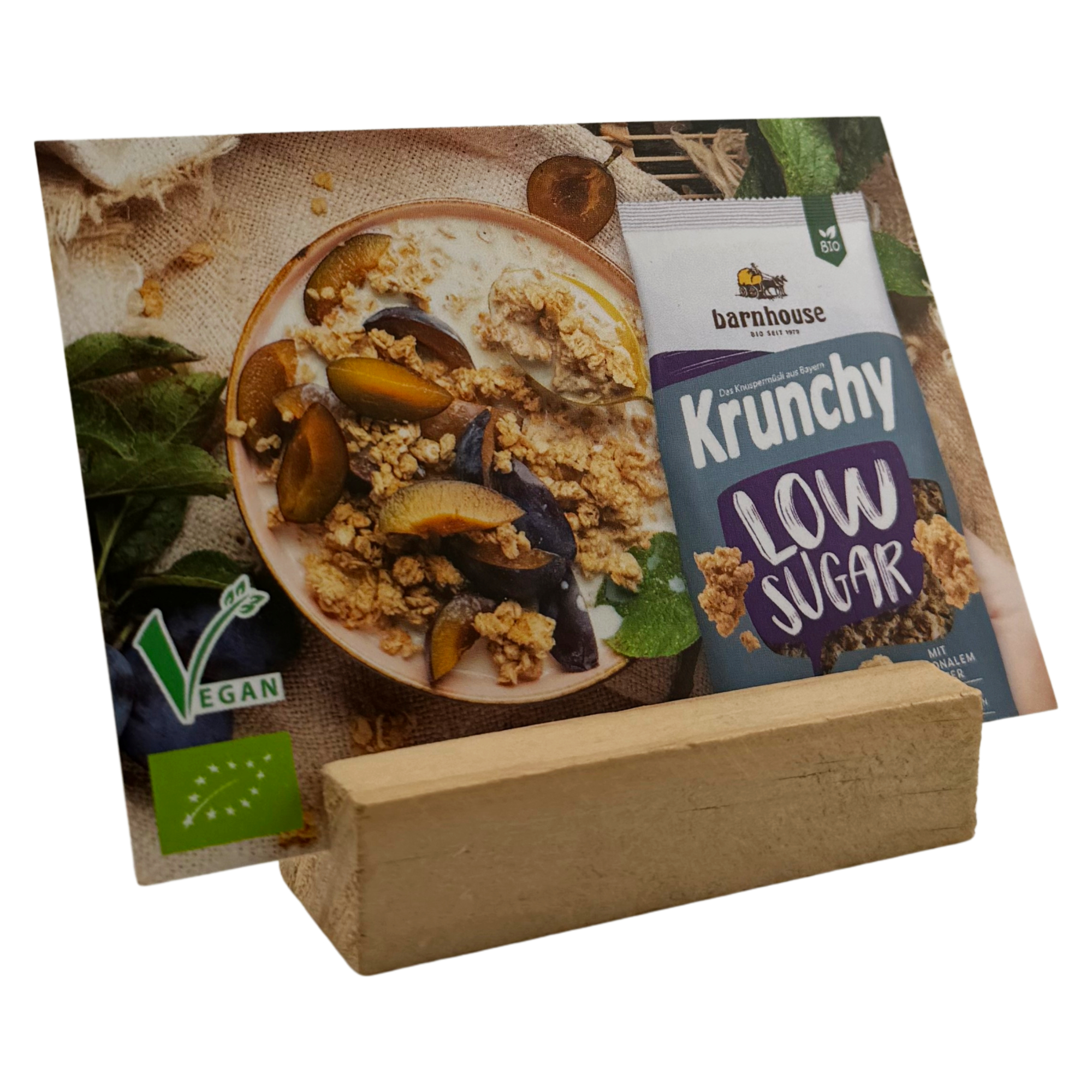 Barnhouse Krunchy Low Sugar Plain Grain Sortenkarte
Buffetbeschilderung mit Zutatenliste/Allergenhinweis
BxH ca. 105 x 80 mm