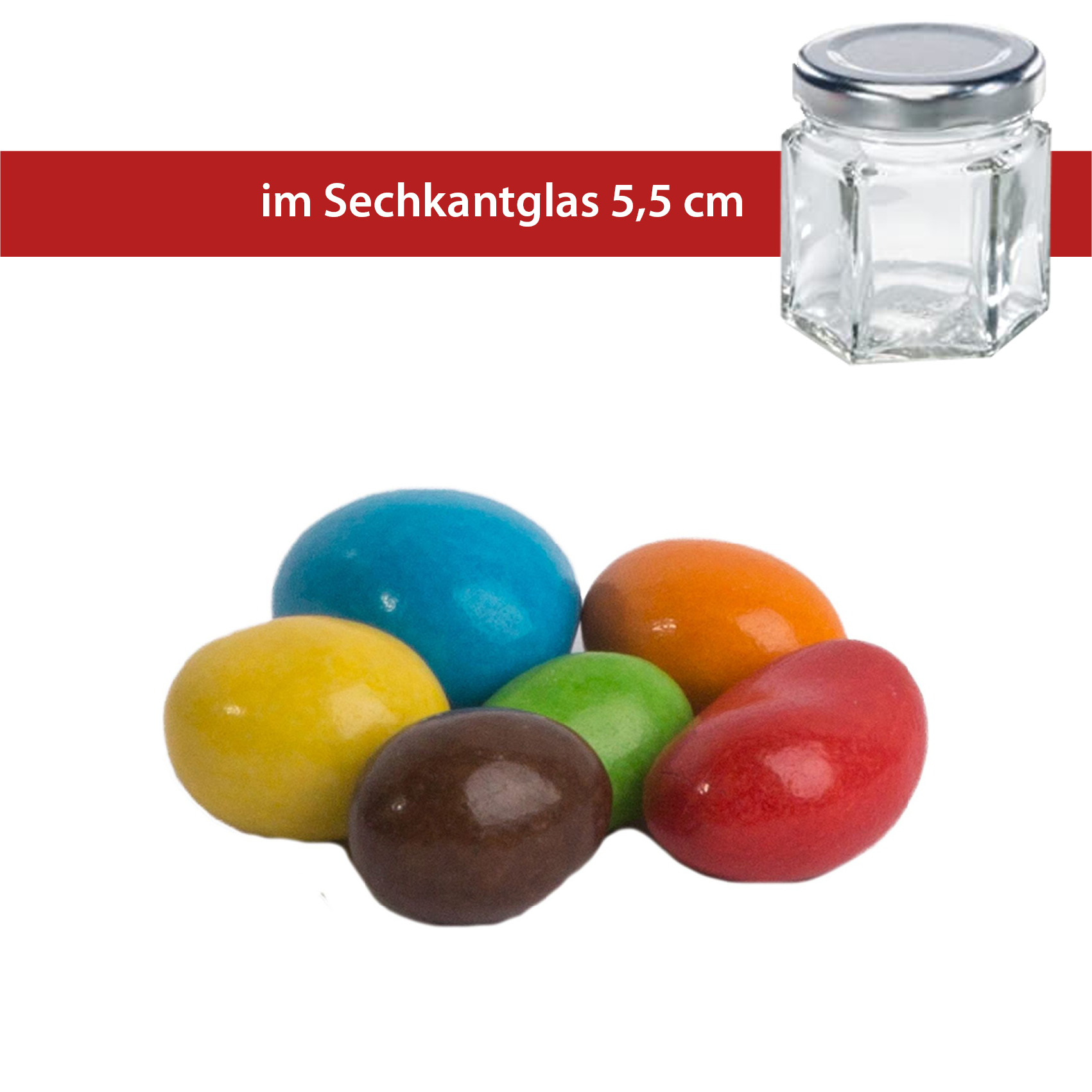 Schoko Kiddies
 im 60g Glas 5,5 cm Sechskant-Glas
36 Stück im Karton