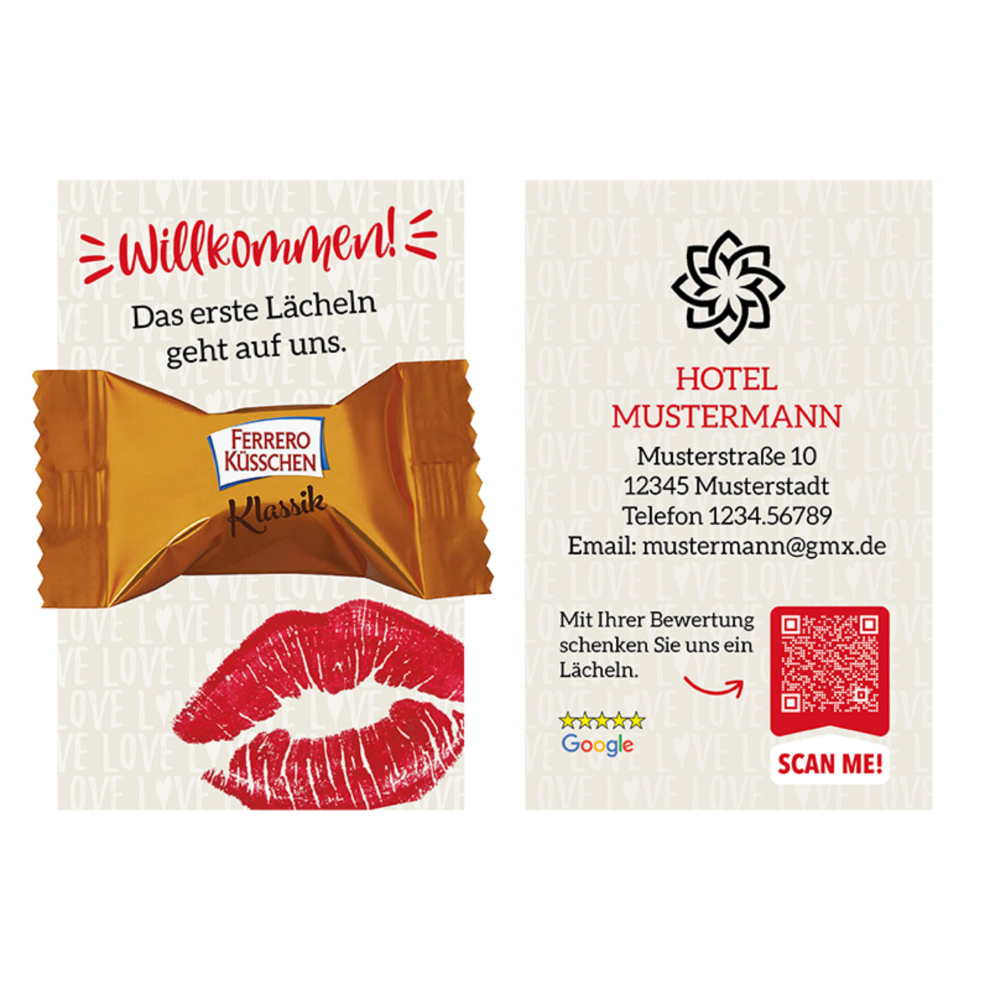 Snackcards Classic - Küsschen (85x55mm) - Das Küsschen mit Geschmack und leckerem Kern