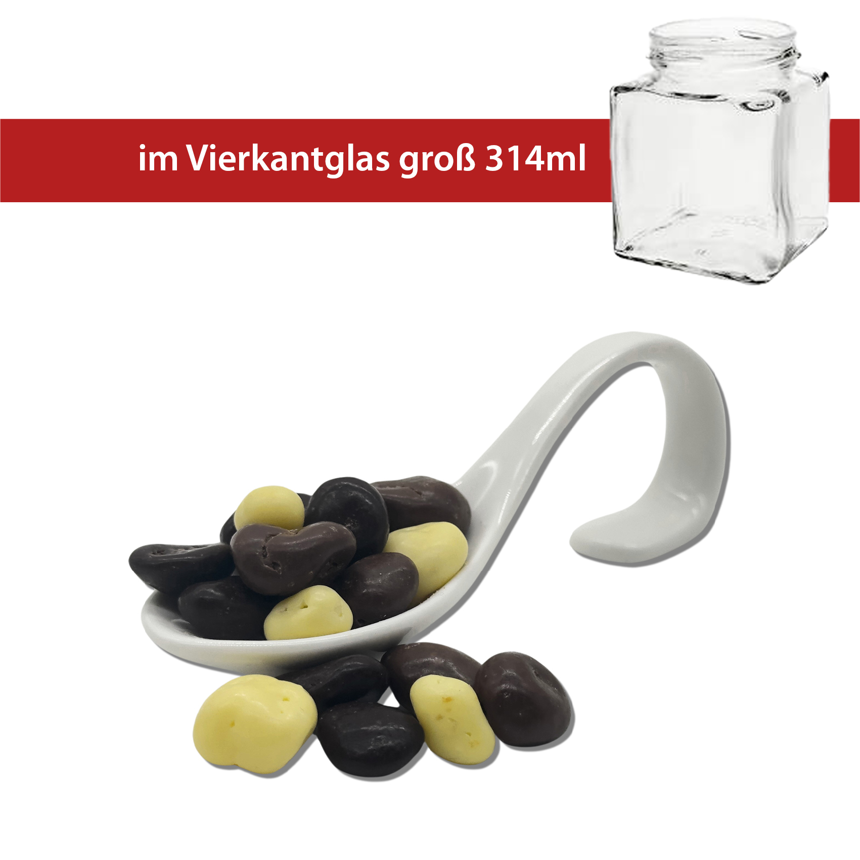 Schokolierte Früchte Mischung 180g
Vierkantglas groß
40 Stück pro Karton