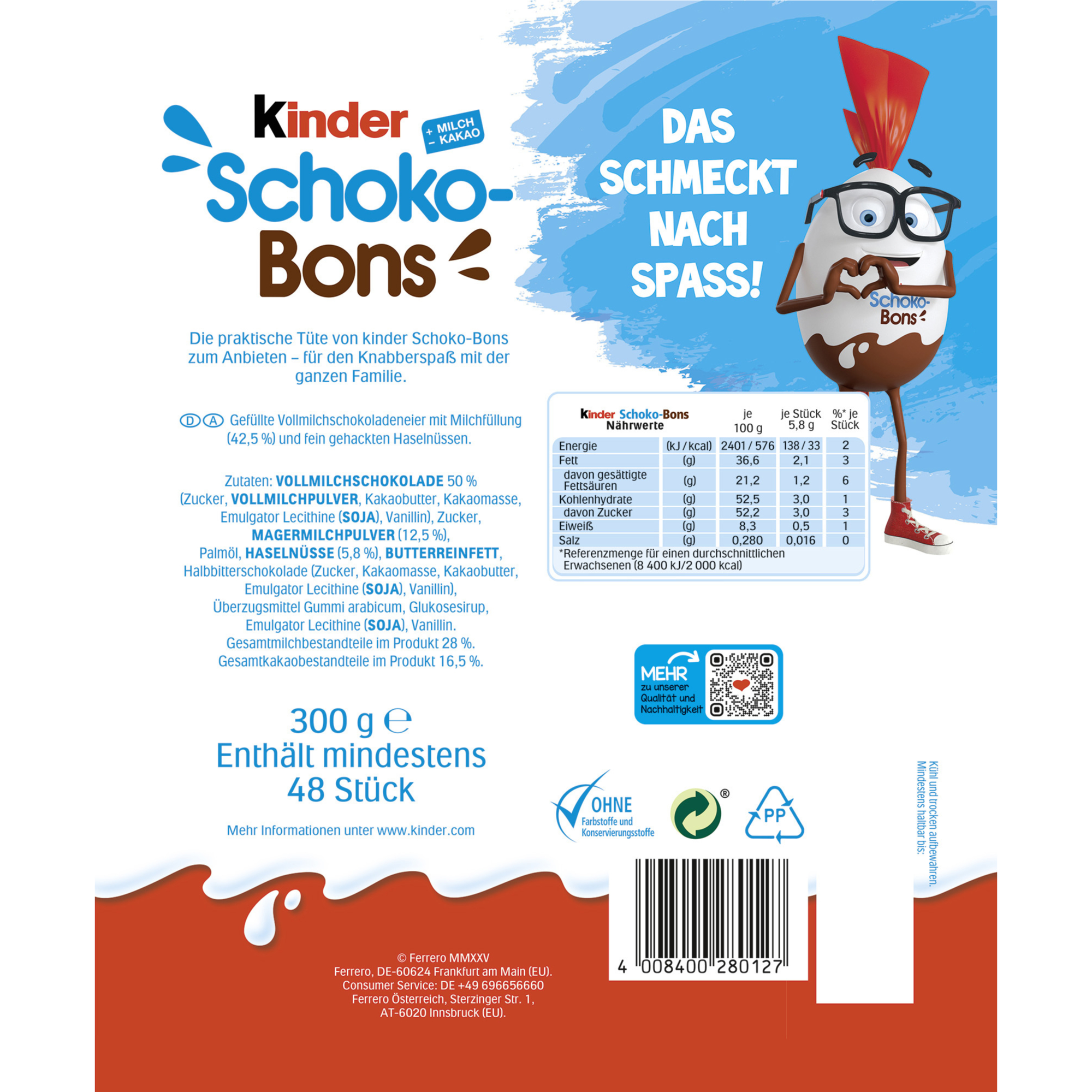Kinder Schokobons einzeln Verpackt 5 g 48 Stück pro Beutel - 14 Beutel pro Karton