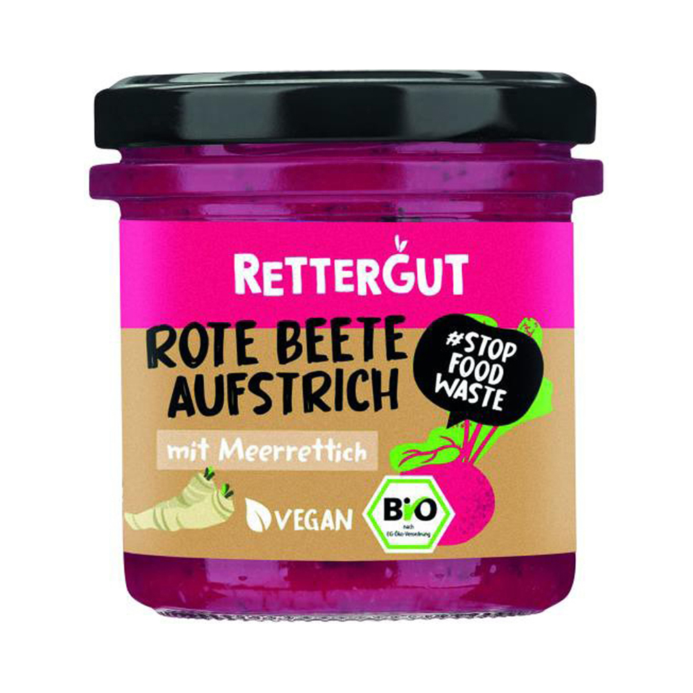 Bio Aufstrich Rote Beete & Meerrettich 135 g
Rettergut 6 Stück pro Karton