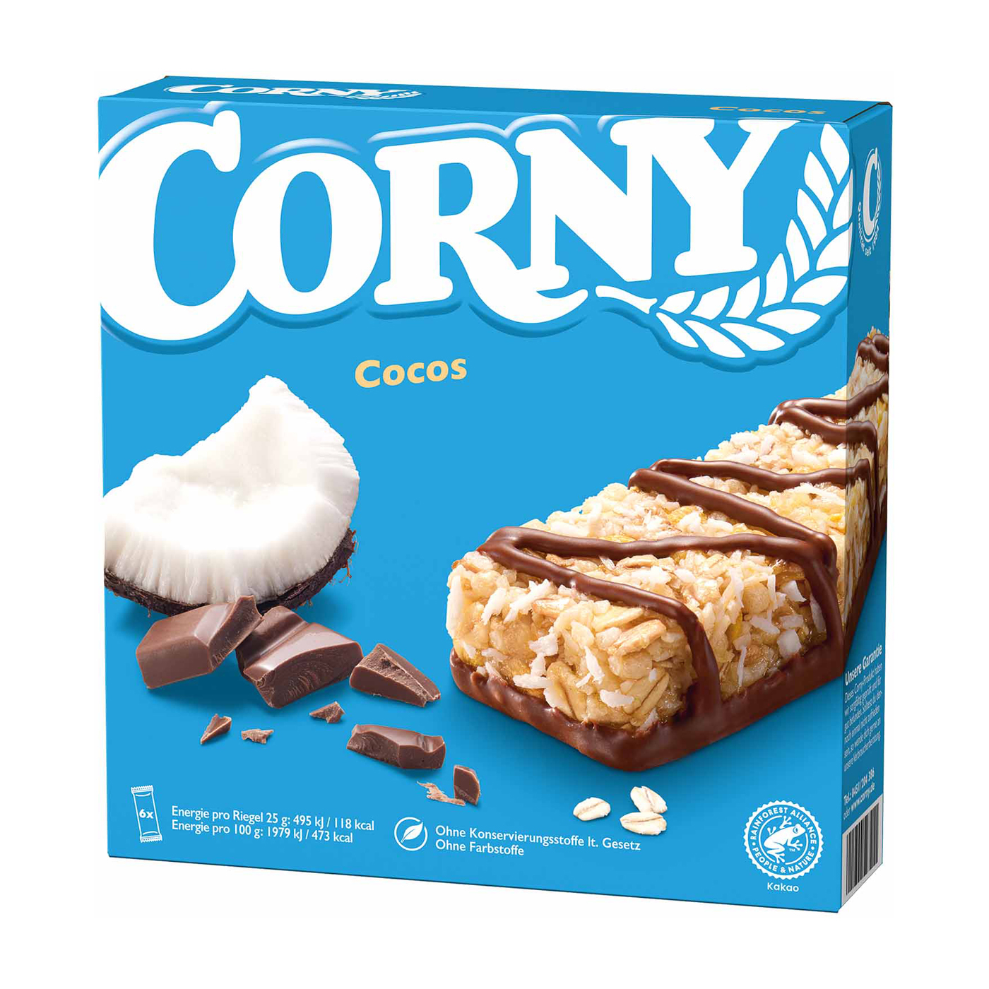 Corny Cocos Riegel 6 x 25 g pro Pack (=150 g)
10 Pack pro Karton