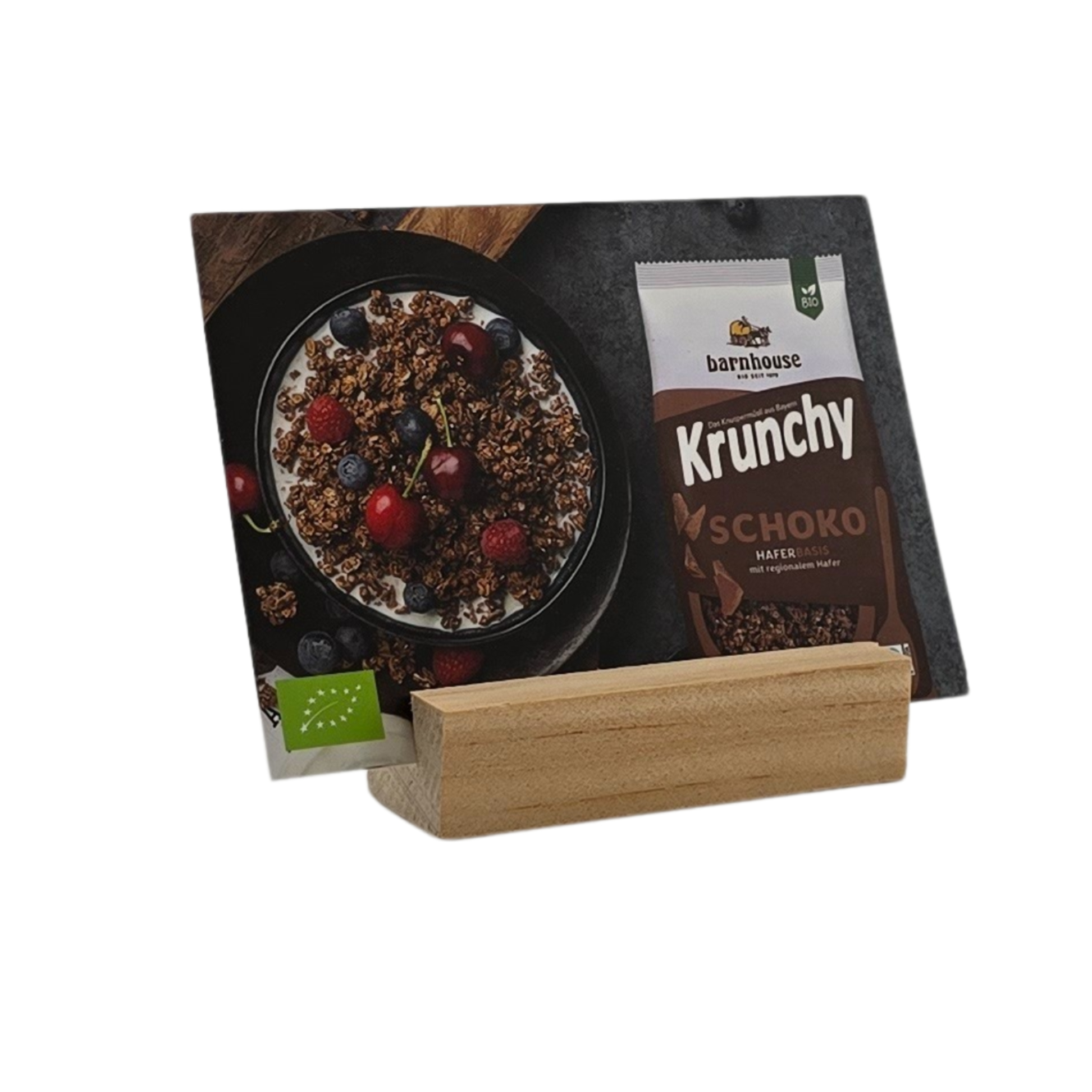 Barnhouse Krunchy Schoko Sortenkarte
Buffetbeschilderung mit Zutatenliste/Allergenhinweis
BxH ca. 105 x 80 mm