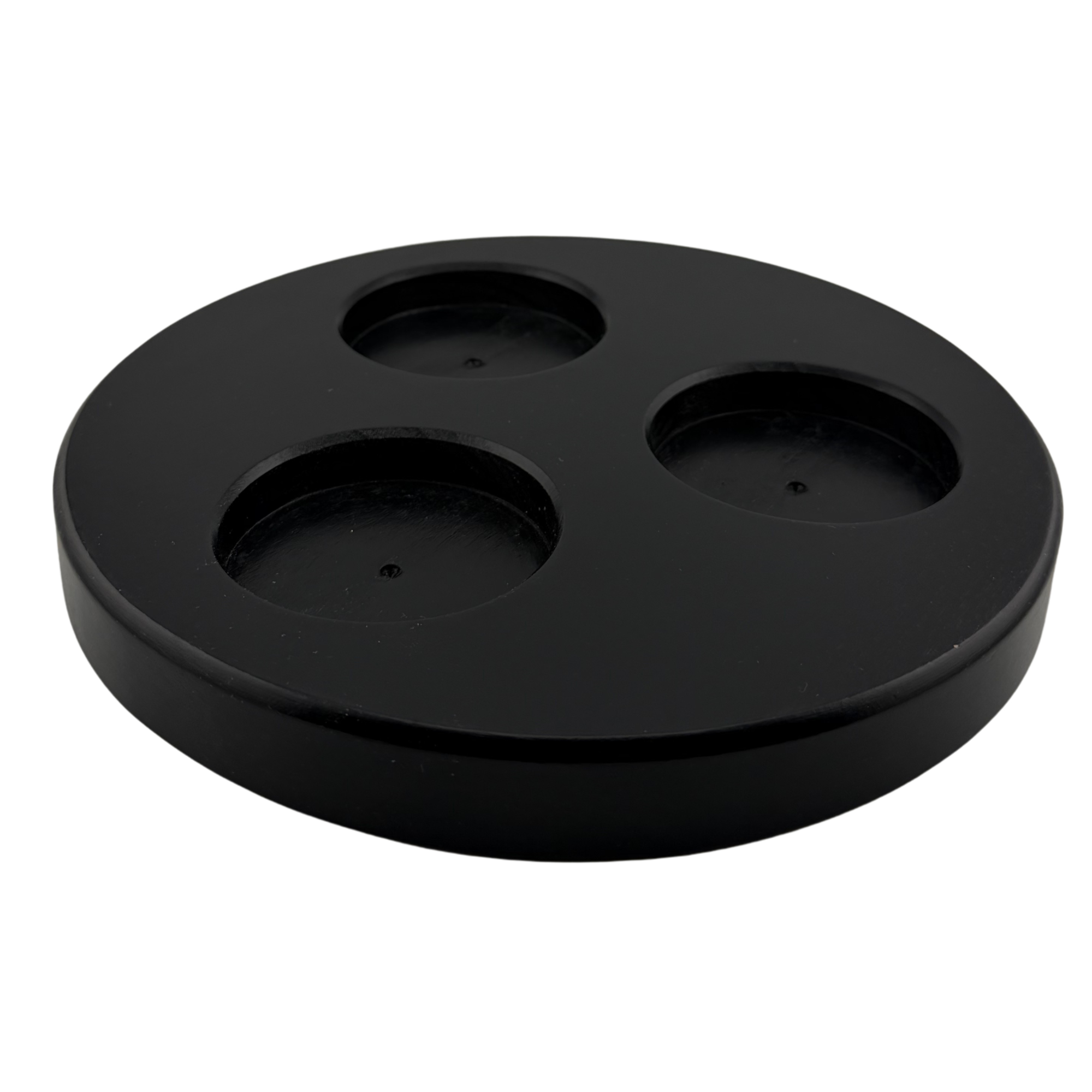 Holztableau für drei Glas Karaffen rund Schwarz - Carafon 25 cl oder 12,5 cl